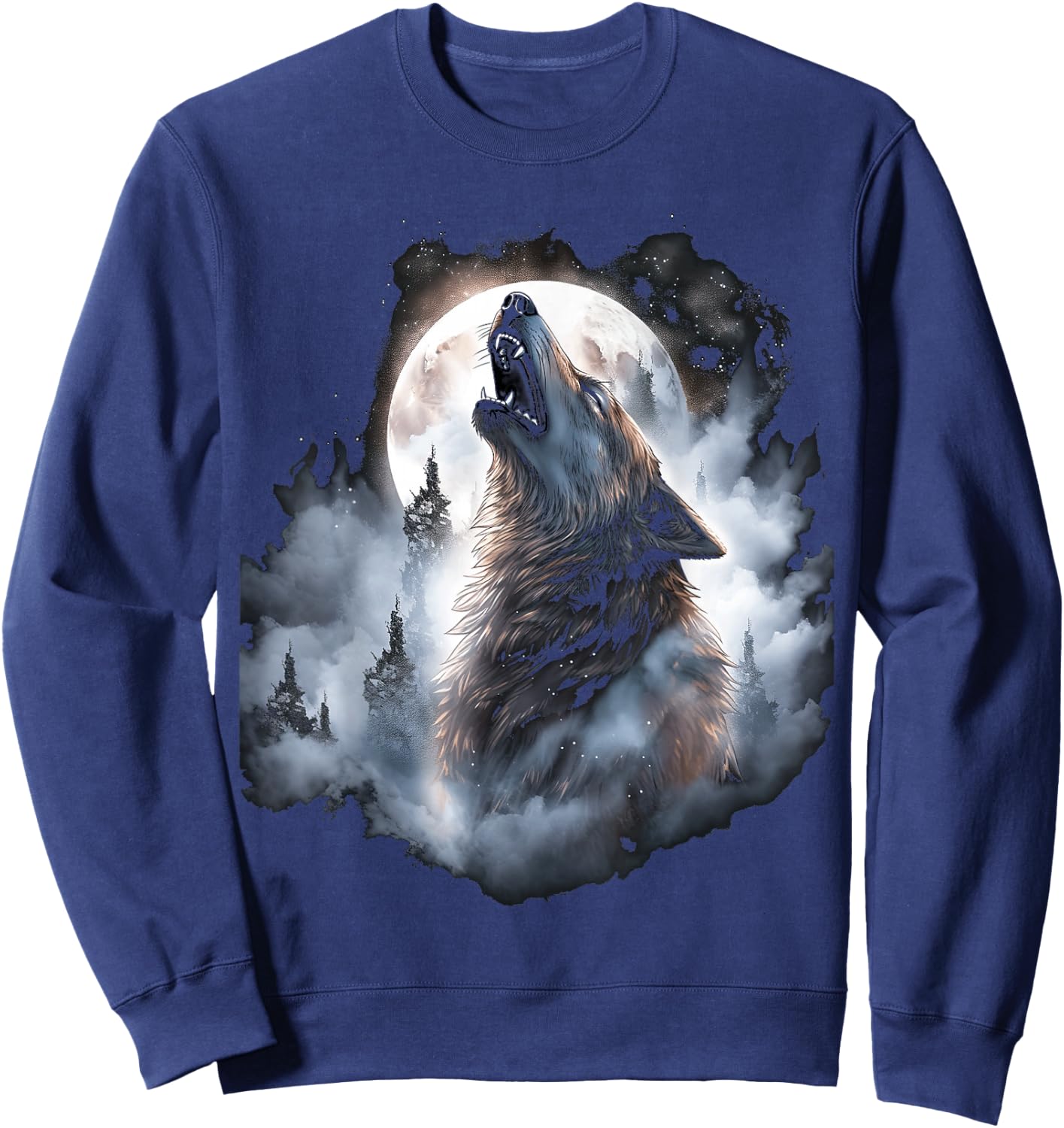 Wolves Howl to the Moon Wolf Wild Animals Sweatshirt - Sweatshirt | Navy