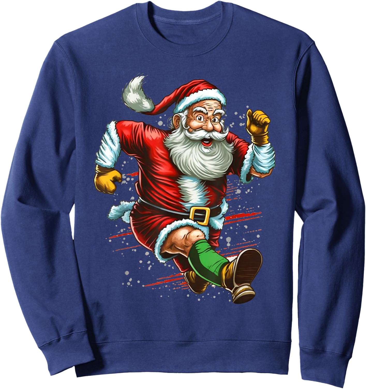 Funny Sport Santa Claus Running Run Christmas Sweatshirt - Sweatshirt | Navy