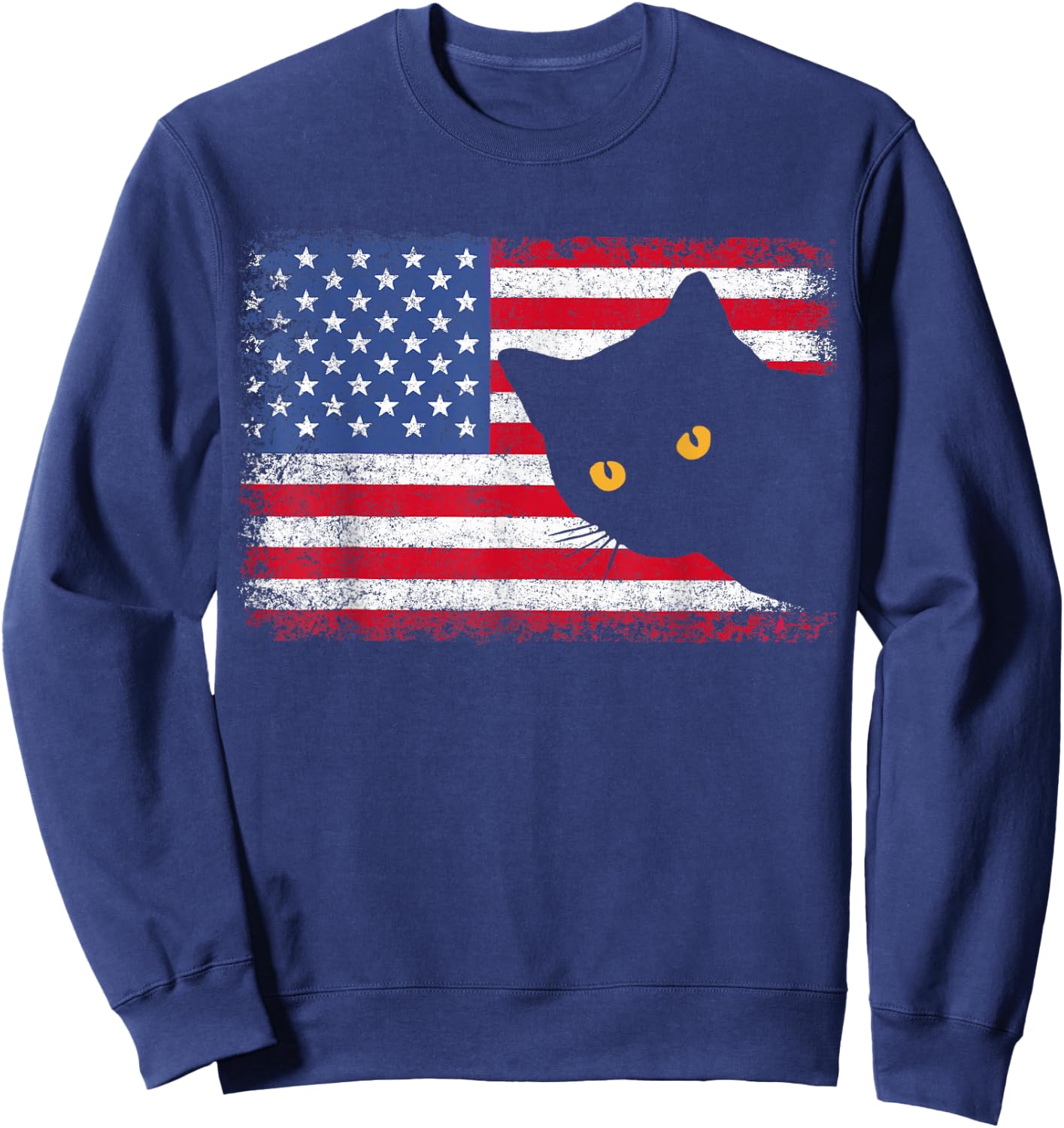 Patriotic USA Flag 4th of July Men Women Kids Boys Girl Cat Sweatshirt - Sweatshirt | Navy