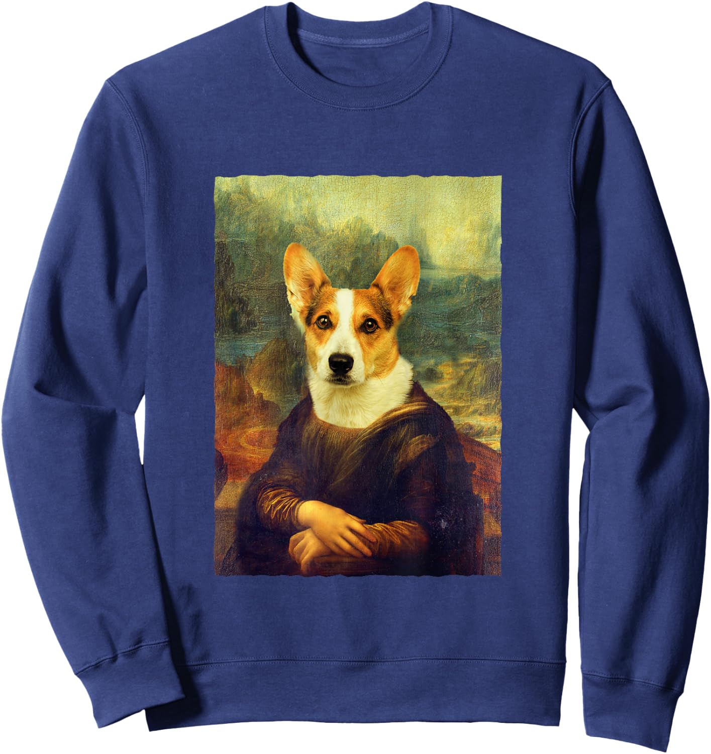 Funny Corgi Dog, Mona Lisa Sweatshirt - Sweatshirt | Navy