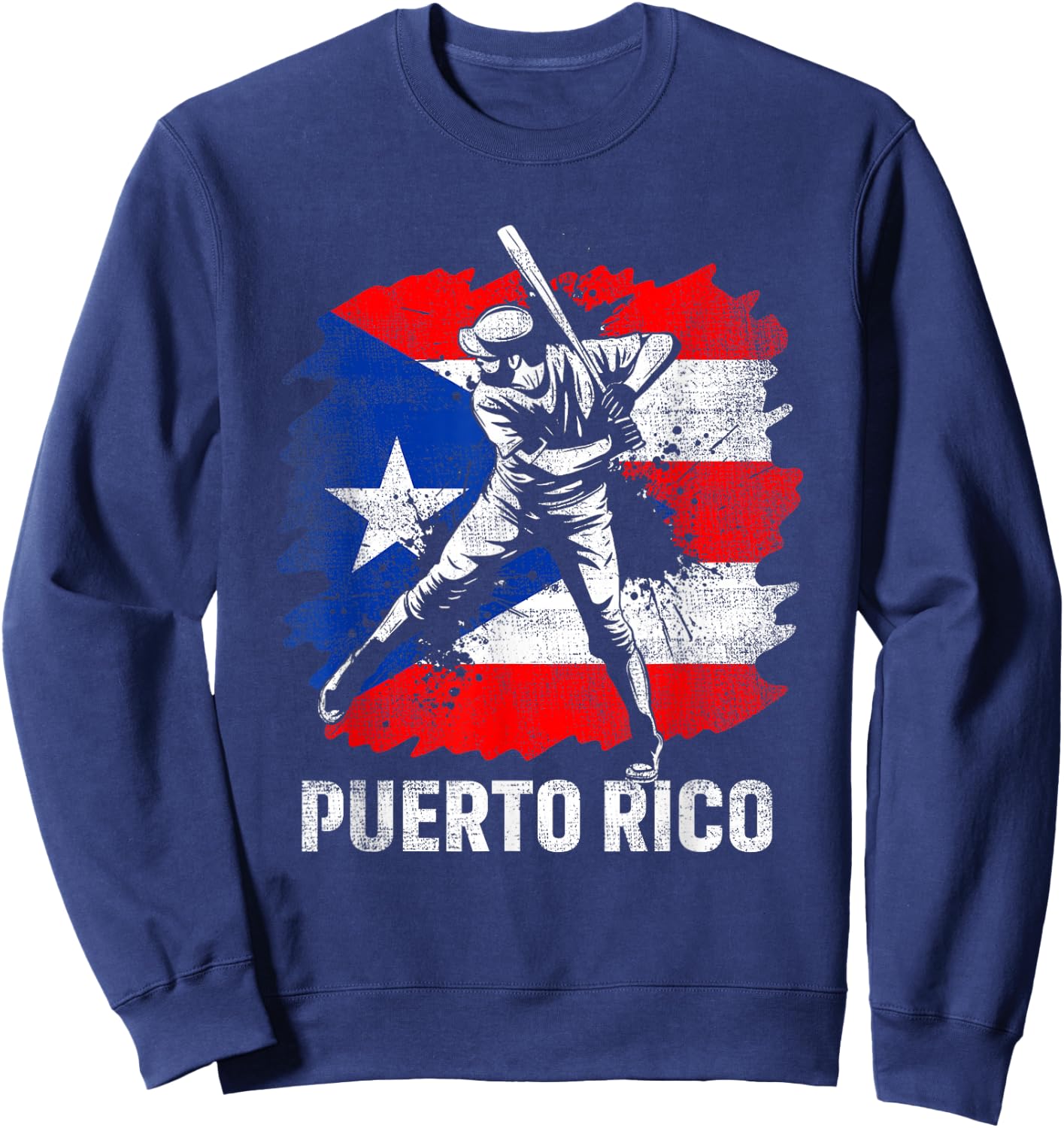 Puerto Rican Baseball Player Puerto Rico Flag Baseball Fans Sweatshirt - Sweatshirt | Navy