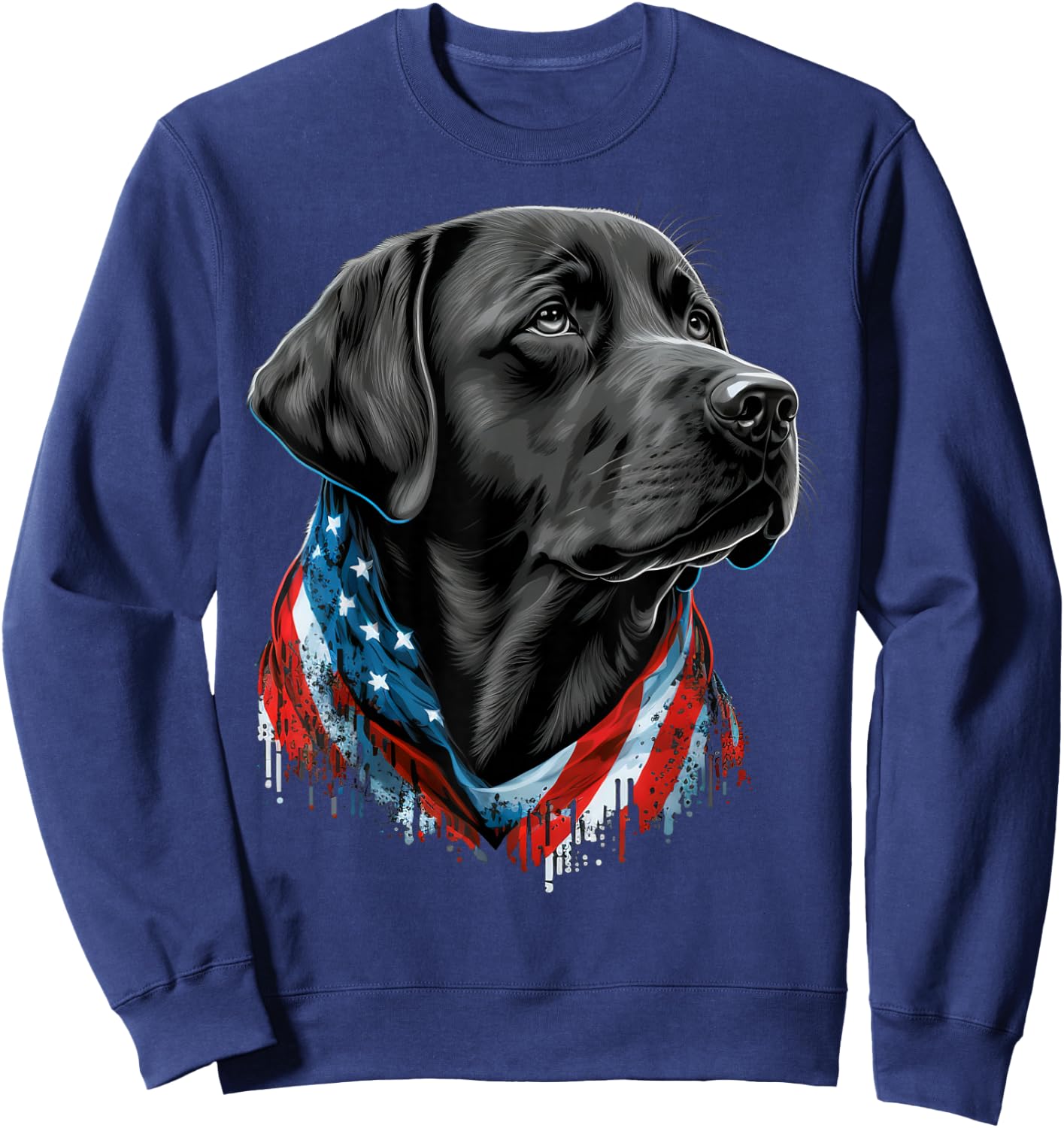USA 4th of July Black Patriotic American Labrador Retriever Sweatshirt - Sweatshirt | Navy