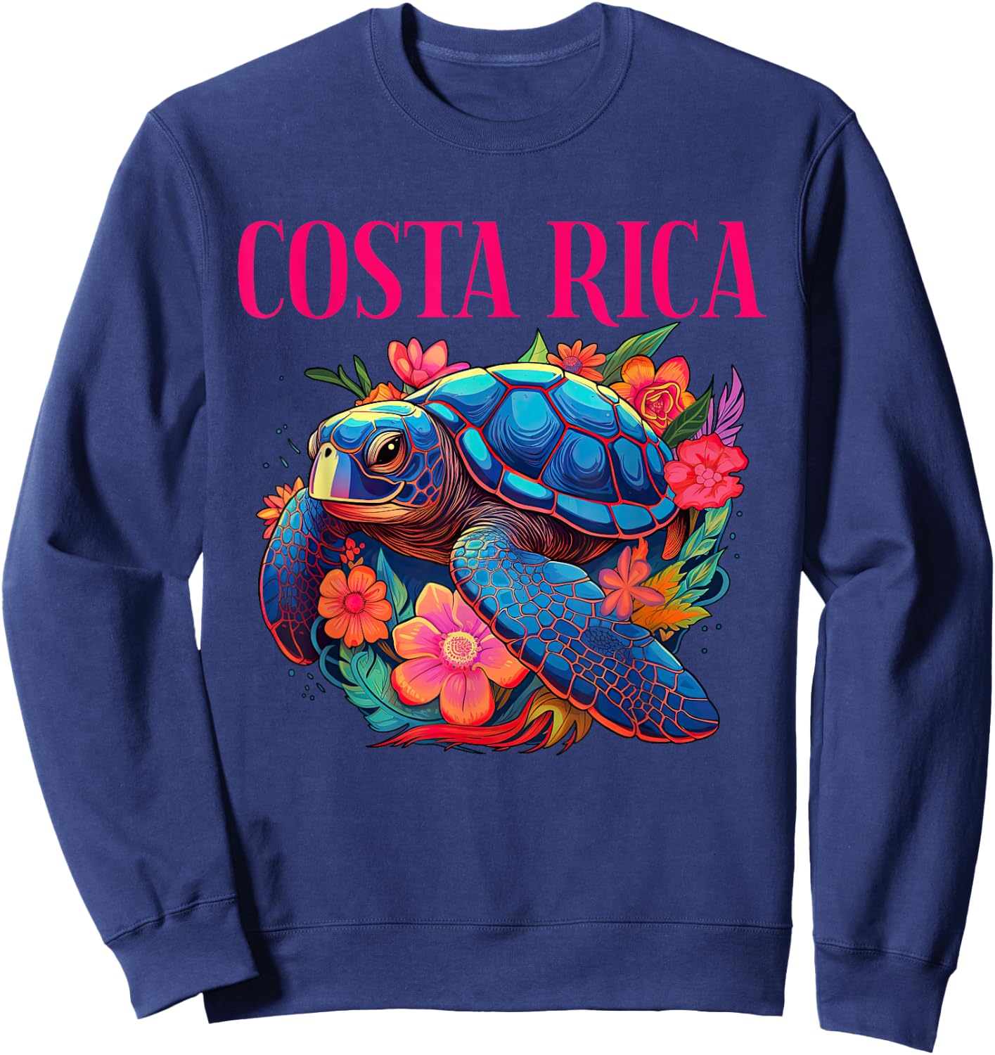 Costa Rica Floral Beach Turtle Souvenir Sweatshirt - Sweatshirt | Navy