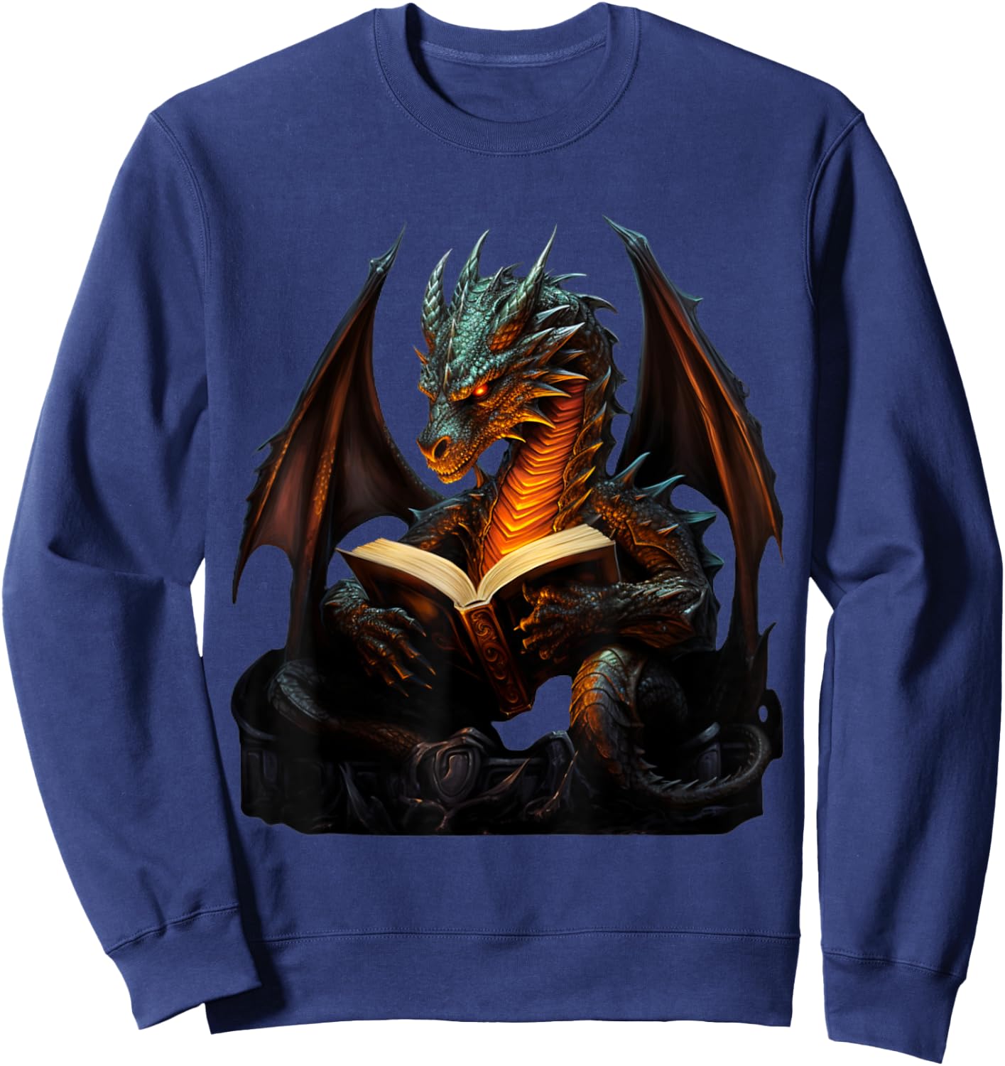 Dragon Reading Book Dragon Sweatshirt - Sweatshirt | Navy