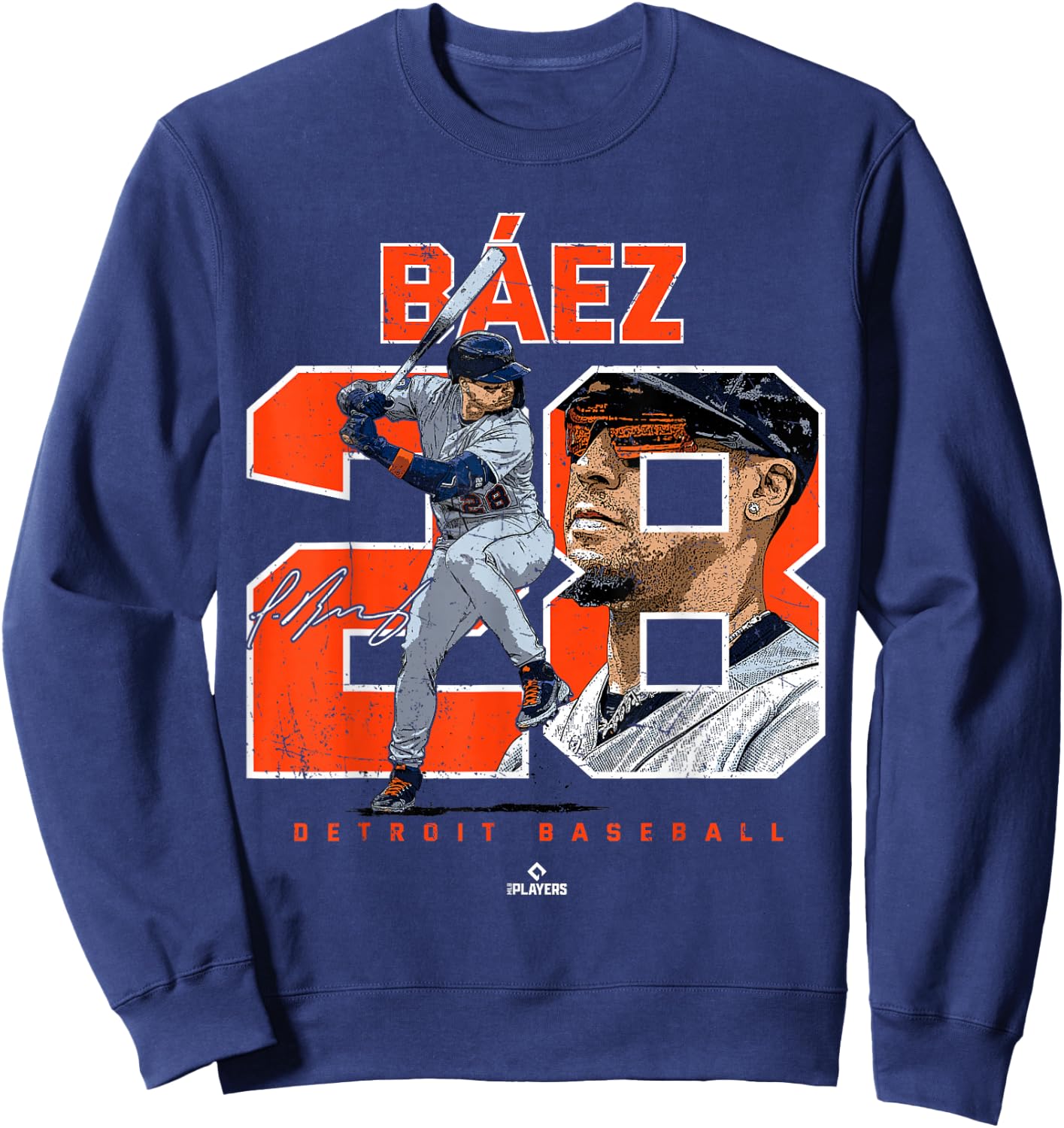 Number and Portrait Javier Baez Detroit MLBPA Sweatshirt - Sweatshirt | Navy