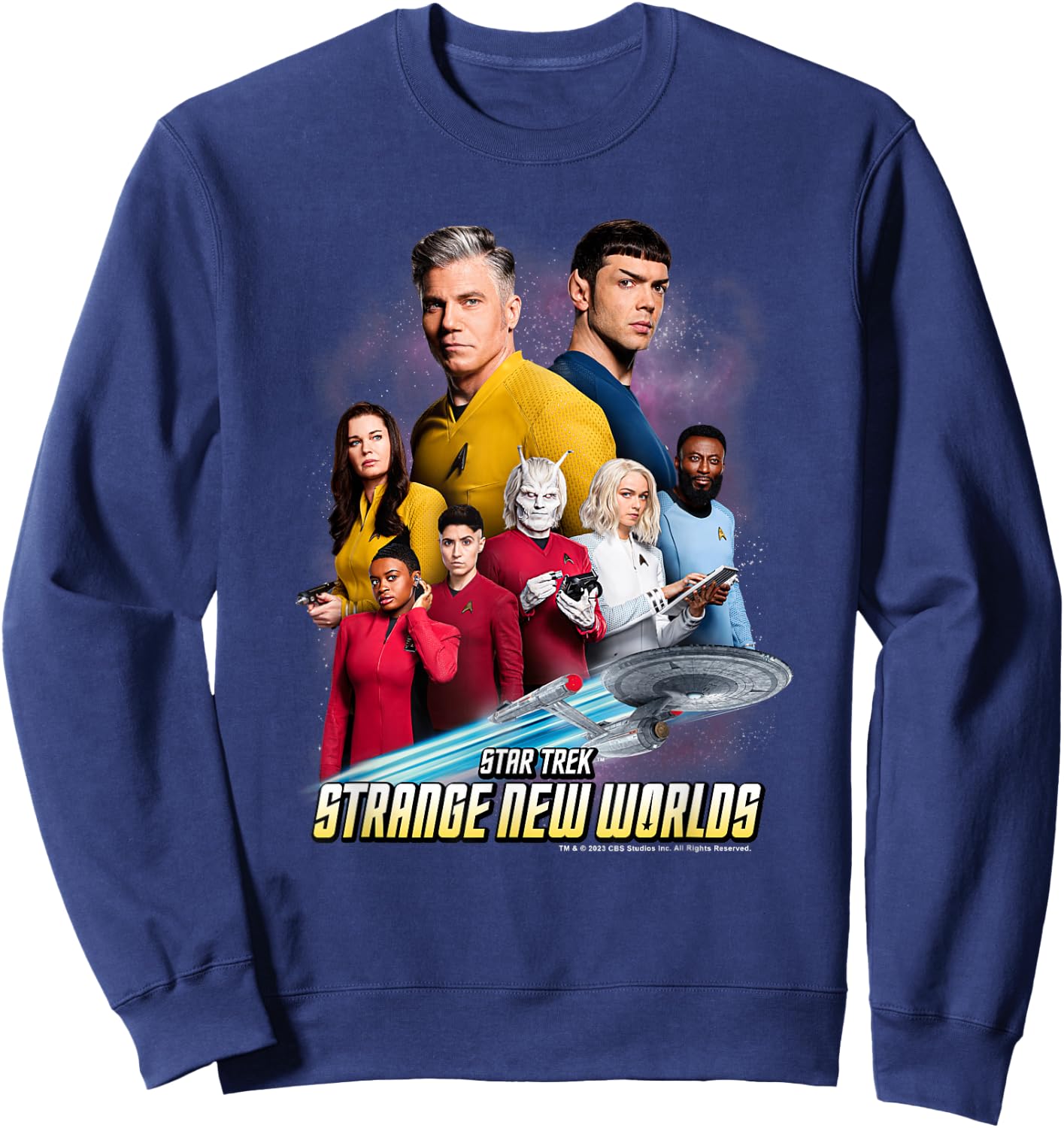 Star Trek Strange New Worlds Crew Pike Spock Uhura Ortegas Sweatshirt - Sweatshirt | Navy