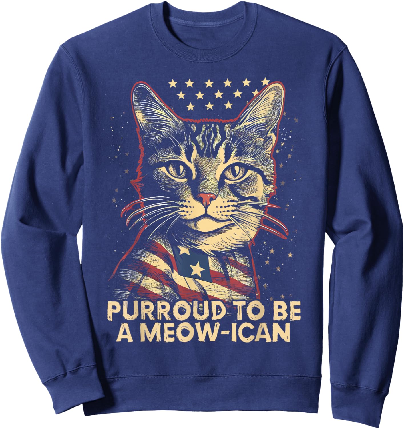 4th July Cat Lover, Purroud To Be A Meow-ican, American Cat Men Women Kids Sweatshirt - Sweatshirt | Navy