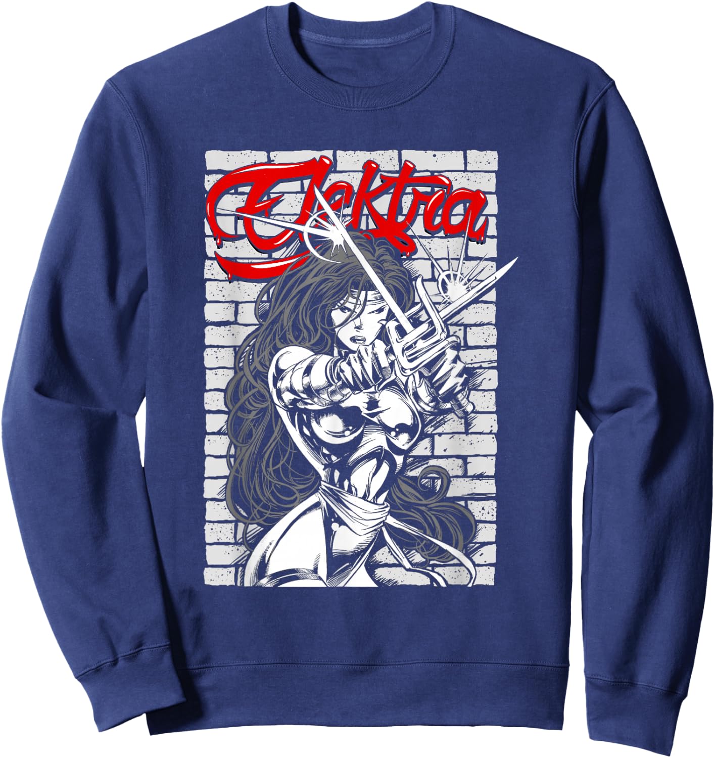 Marvel Comics Retro Classic Elektra Assassin Beauty Portrait Sweatshirt - Sweatshirt | Navy