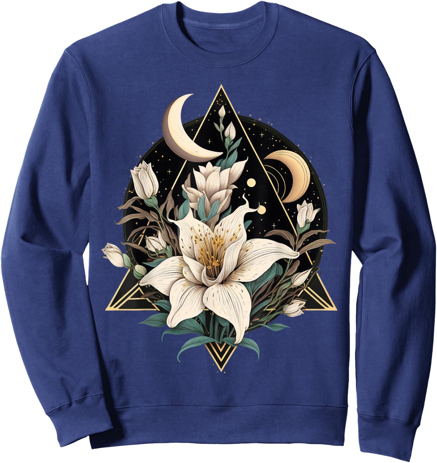 Beautiful Moon Lily Flower on floral Lily Sweatshirt - Sweatshirt | Navy