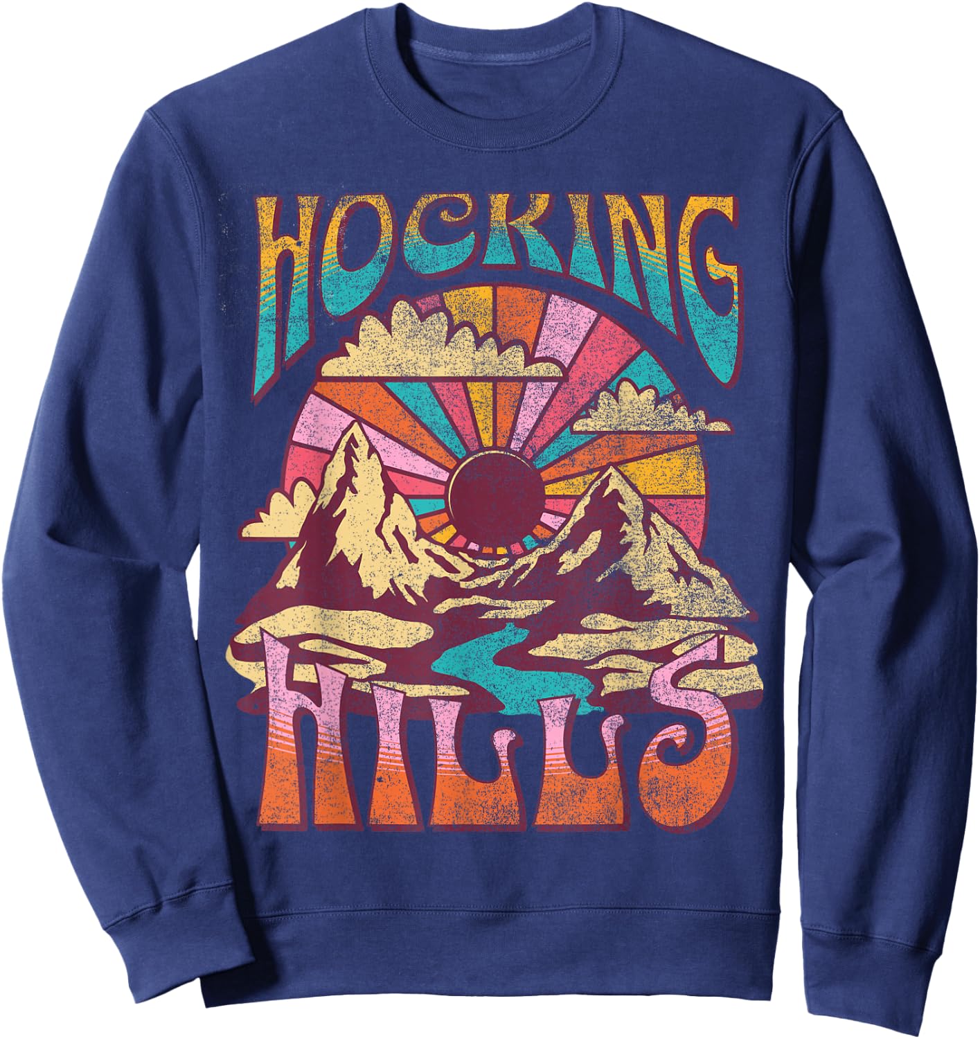 Hocking Hills Ohio Nature Hiking Mountains Outdoors Vintage Sweatshirt - Sweatshirt | Navy
