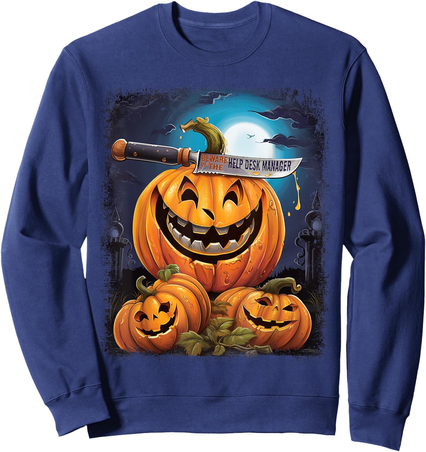 Help Desk Manager Funny Halloween Fun Pun Spooky Sweatshirt - Sweatshirt | Navy