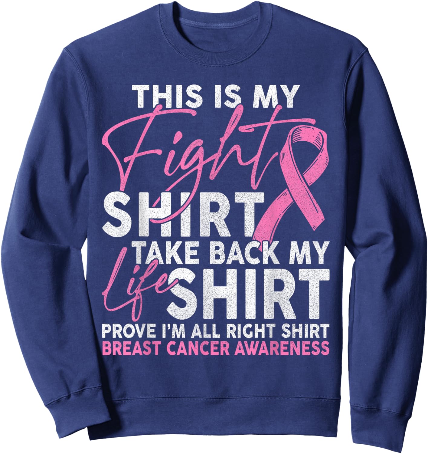 This Is My Fight Breast Cancer Fighter Pink Boxing Glove Sweatshirt - Sweatshirt | Navy