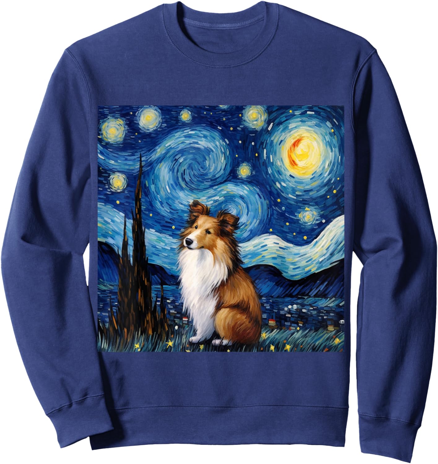 Sheltie Starry Night - Sheltie Sweatshirt - Sweatshirt | Navy