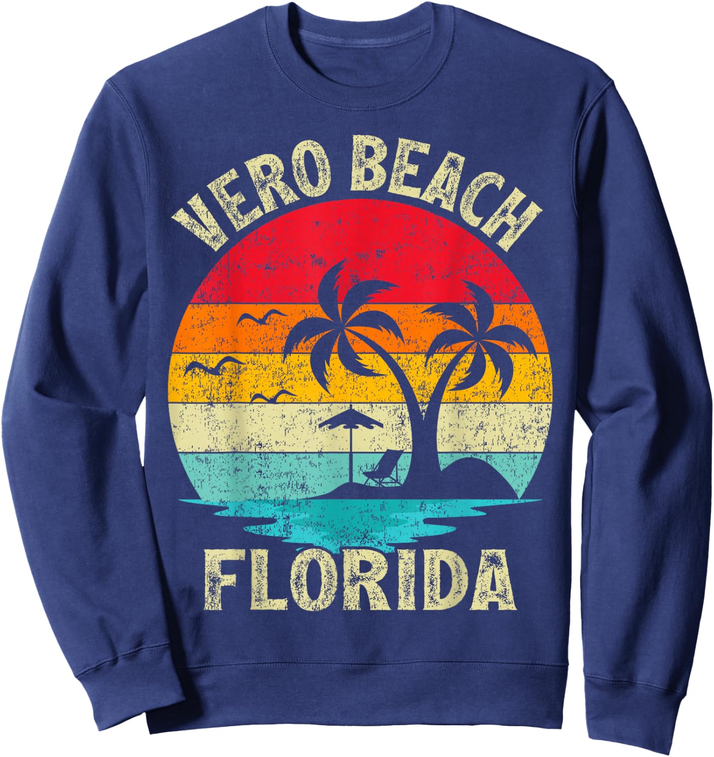 Family Vacation Vintage Retro Florida Vero Beach Women Girls Kids Sweatshirt - Sweatshirt | Navy