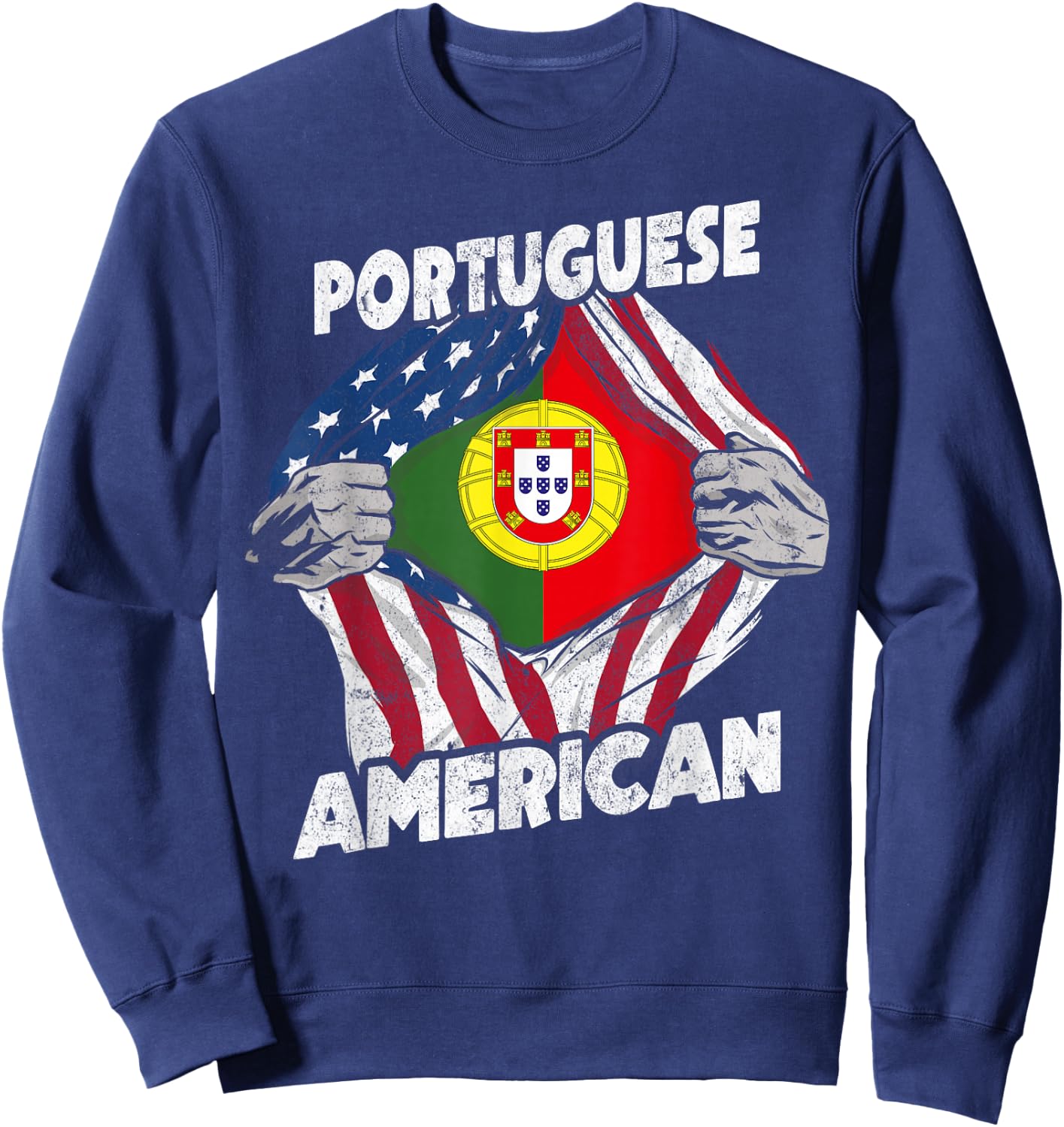 Portuguese And American Flag Portugal Proud Sweatshirt - Sweatshirt | Navy