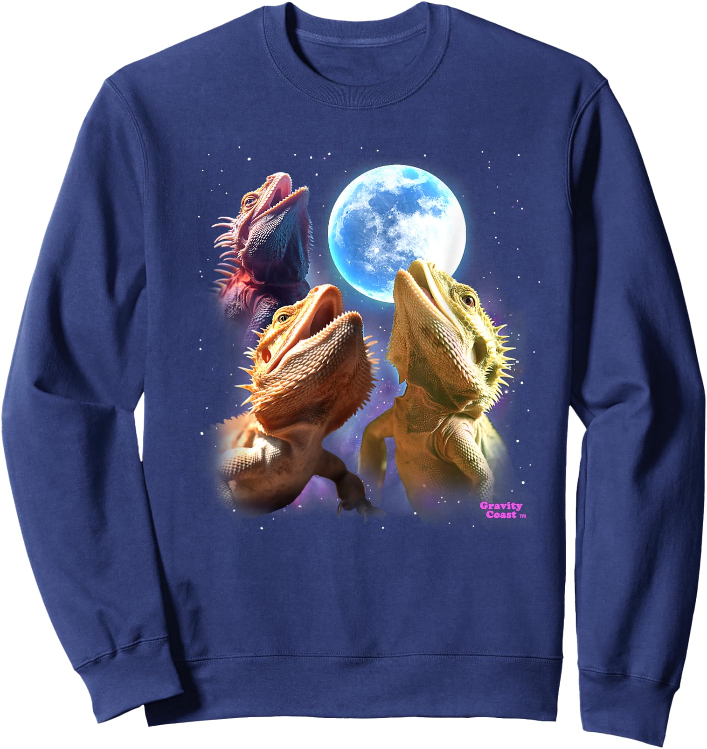 Bearded Dragon Shirts Lizards Howling at the Moon Beardies Sweatshirt - Sweatshirt | Navy