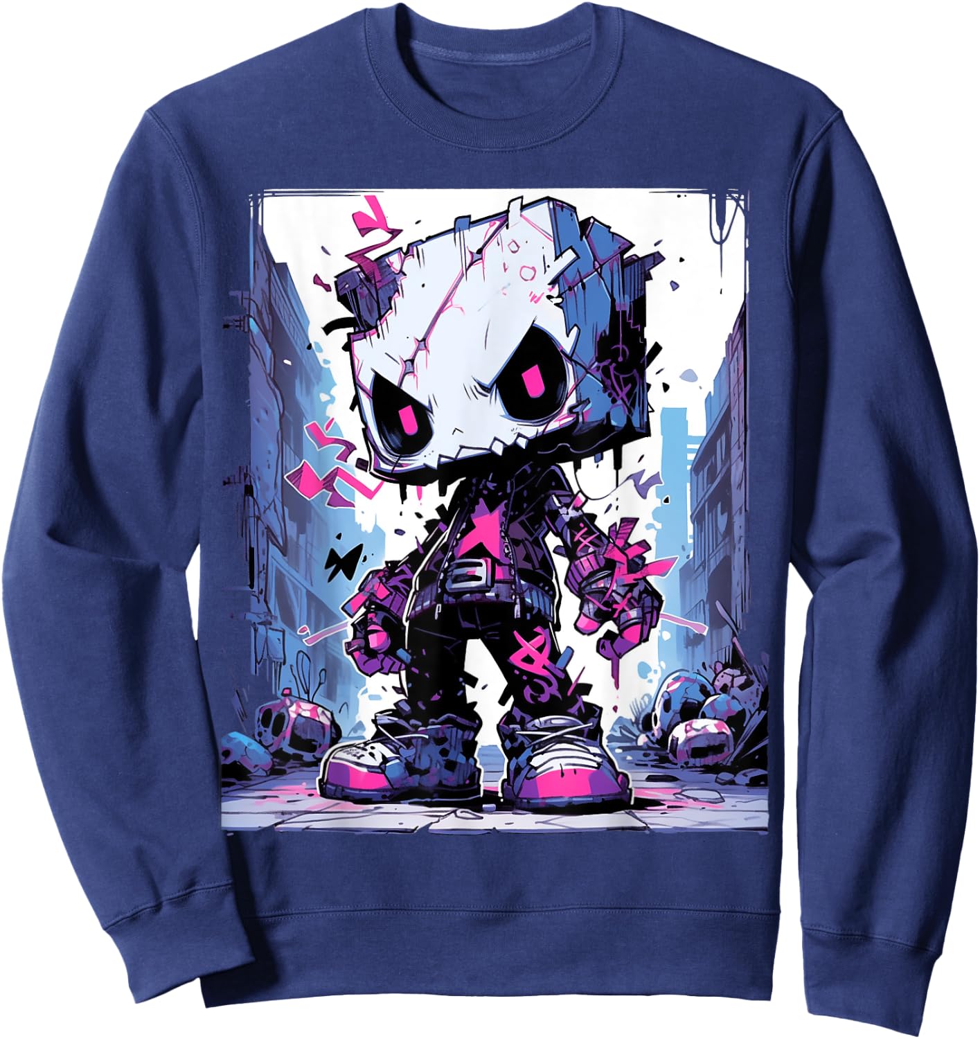 Funny Monster Cute Cartoon Comic Halloween Graffiti Anime Sweatshirt - Sweatshirt | Navy
