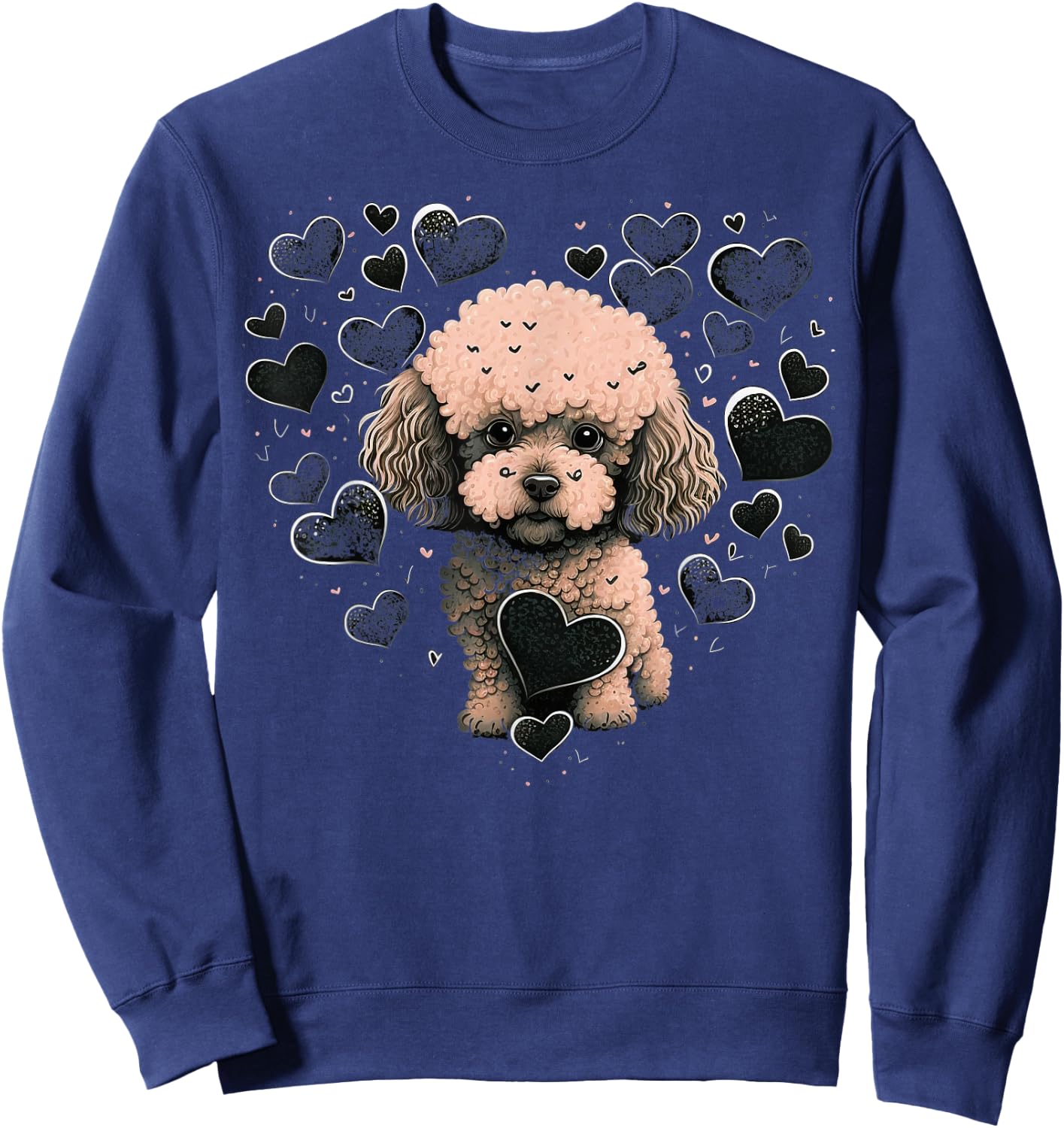 Toy Poodle Love Heart for Valentines Day on Poodle Lover Sweatshirt - Sweatshirt | Navy