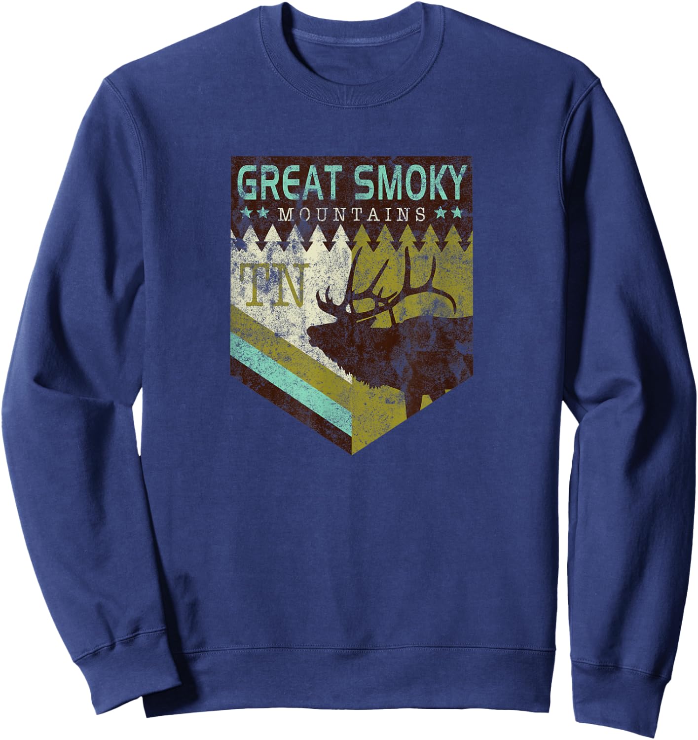 Great Smoky Mountains National Park Vintage Moose Sweatshirt - Sweatshirt | Navy