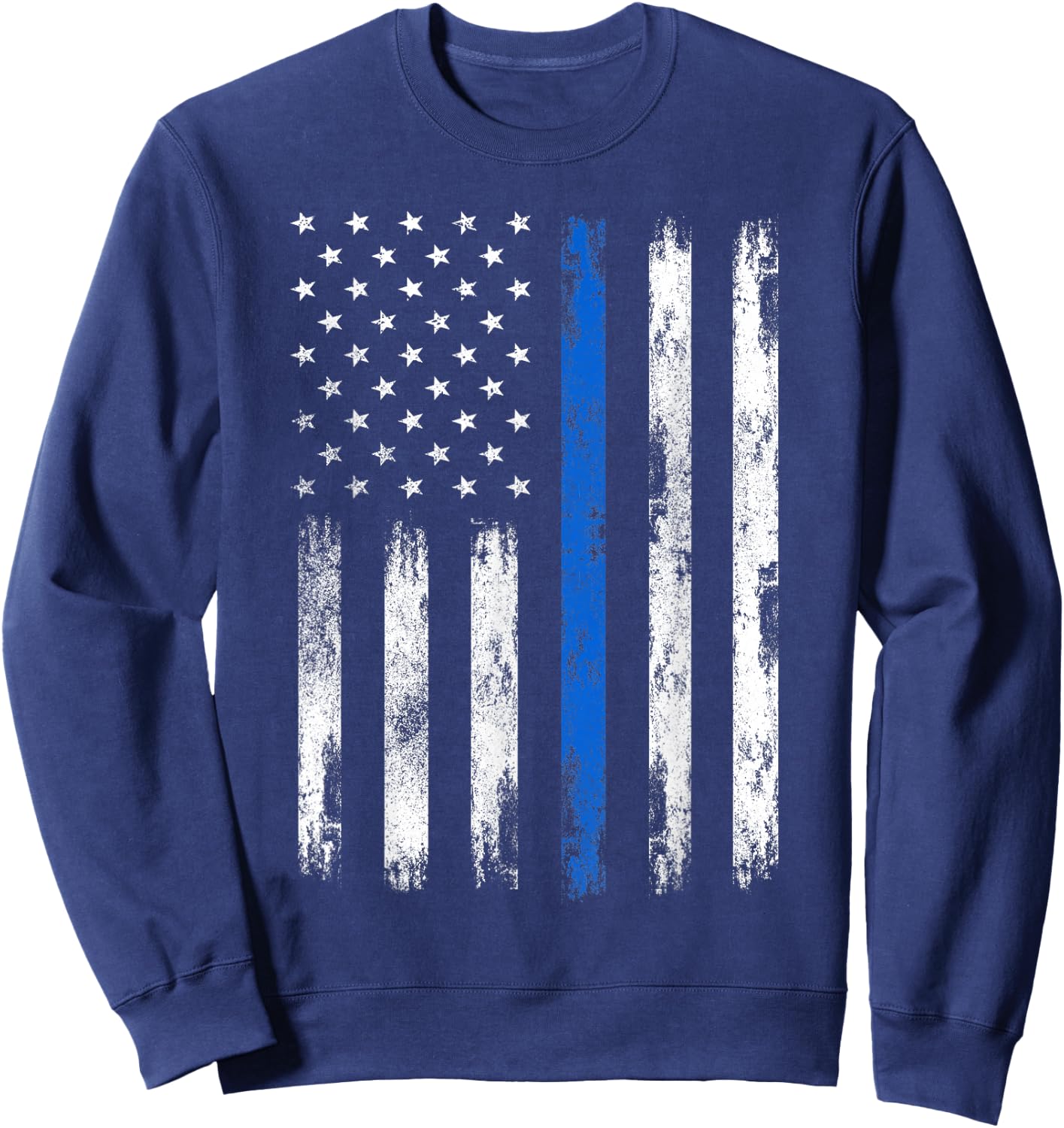 USA Flag Police Support Patriotic Law Enforcement Officer Sweatshirt - Sweatshirt | Navy