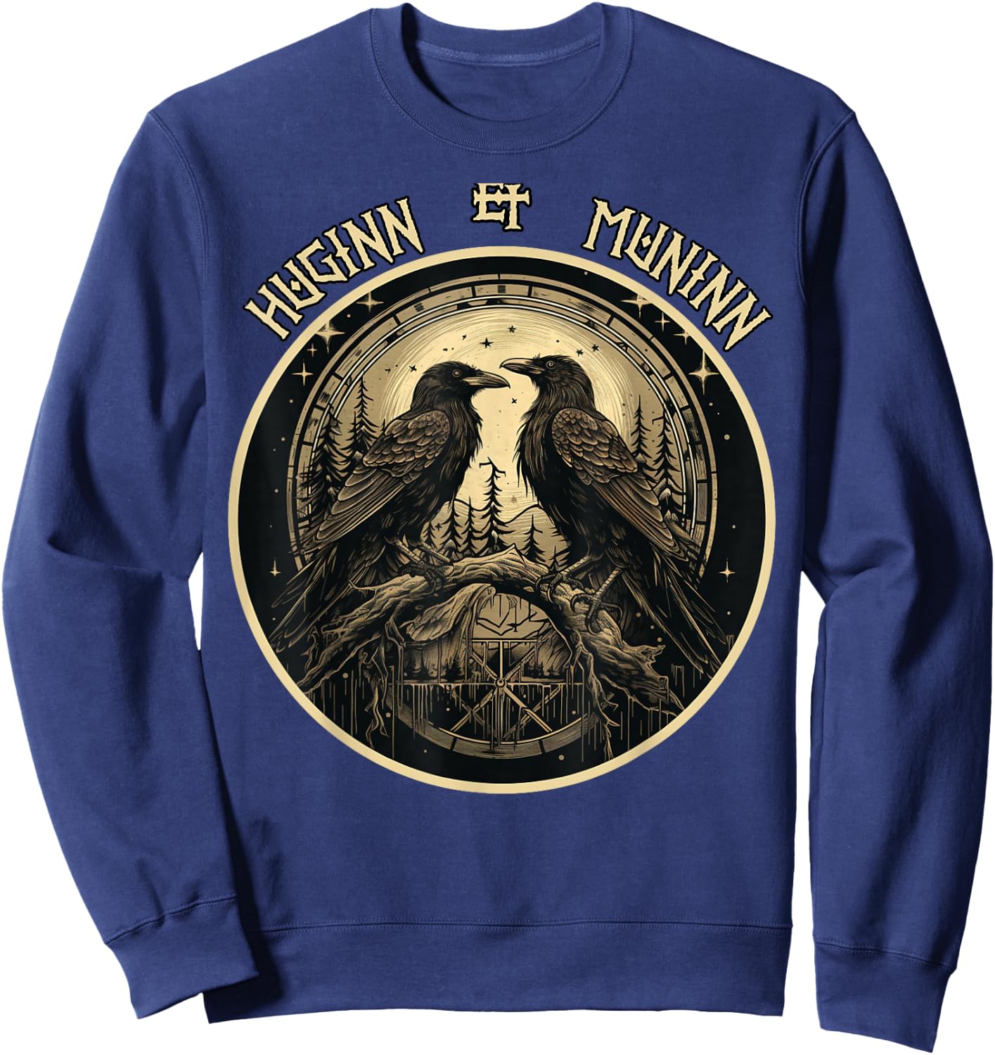 Odin Ravens Huginn and Muninn Odin's Ravens Viking Valhalla Sweatshirt - Sweatshirt | Navy