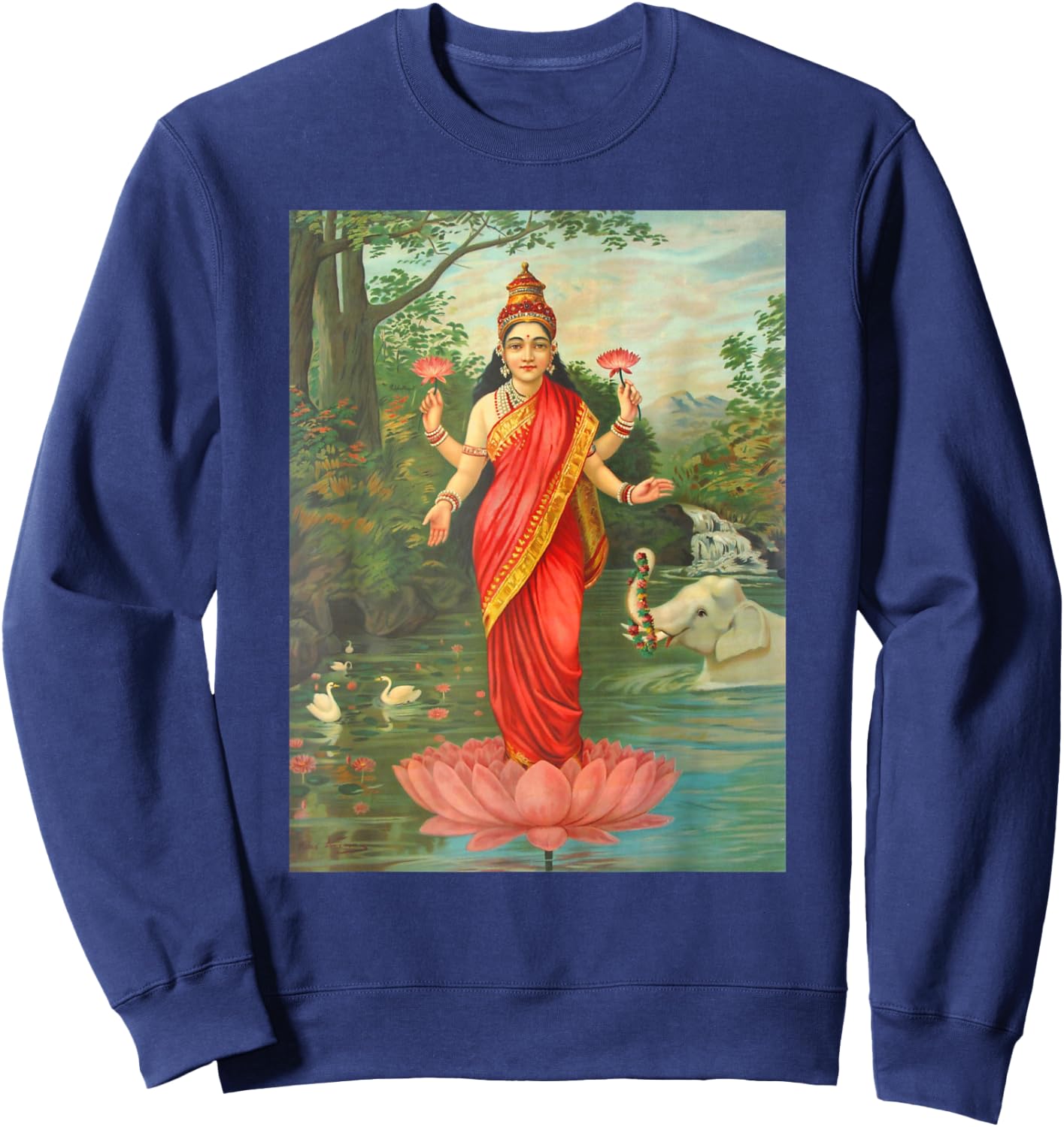 Goddess Lakshmi Painting Sweatshirt - Sweatshirt | Navy