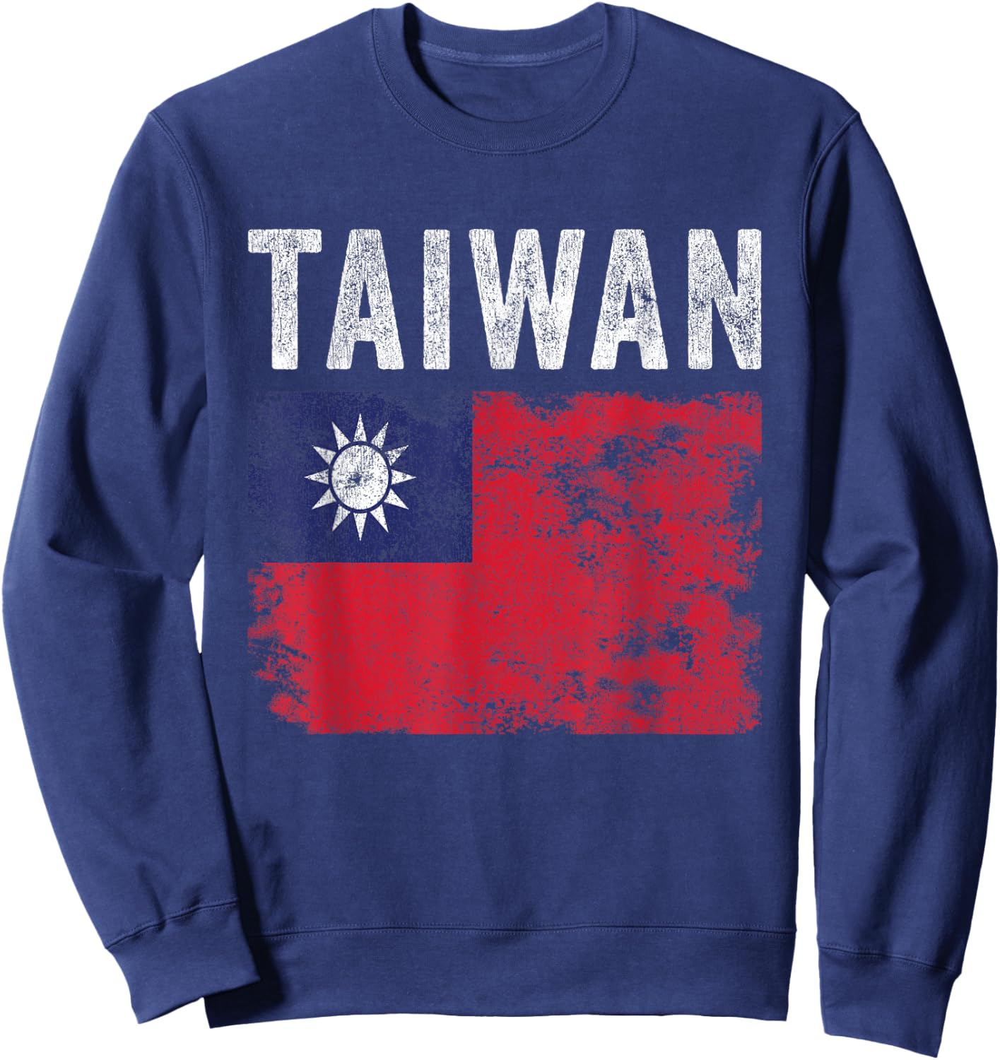 Taiwan Flag Distressed - Men Women Kids - Taiwanese Flag Sweatshirt - Sweatshirt | Navy