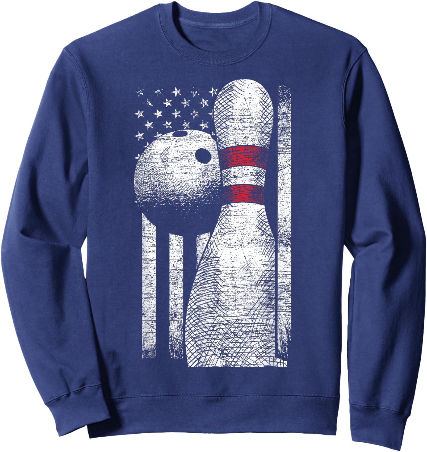 USA Flag Patriotic American Bowler Gift Bowling Ball Bowling Sweatshirt - Sweatshirt | Navy