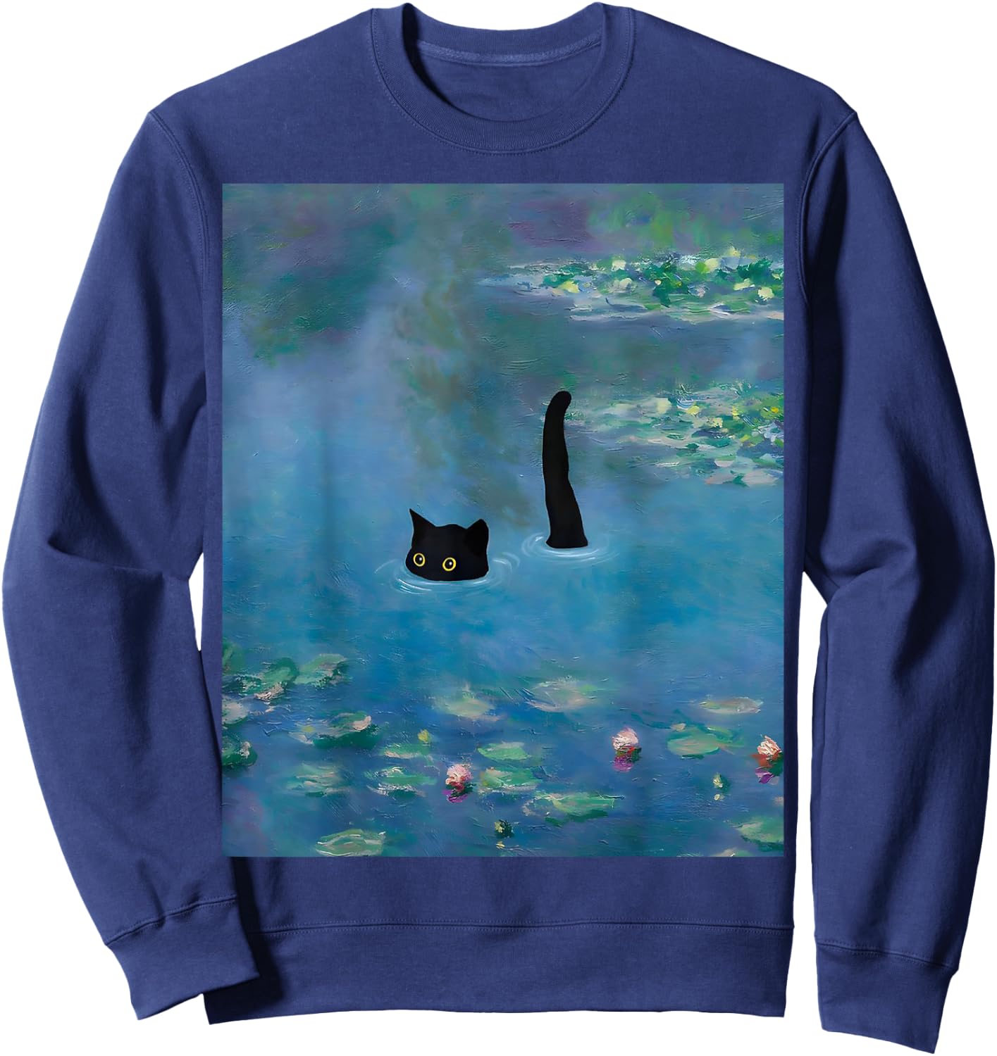 Black Cat Monets Waterlily Sweatshirt - Sweatshirt | Navy