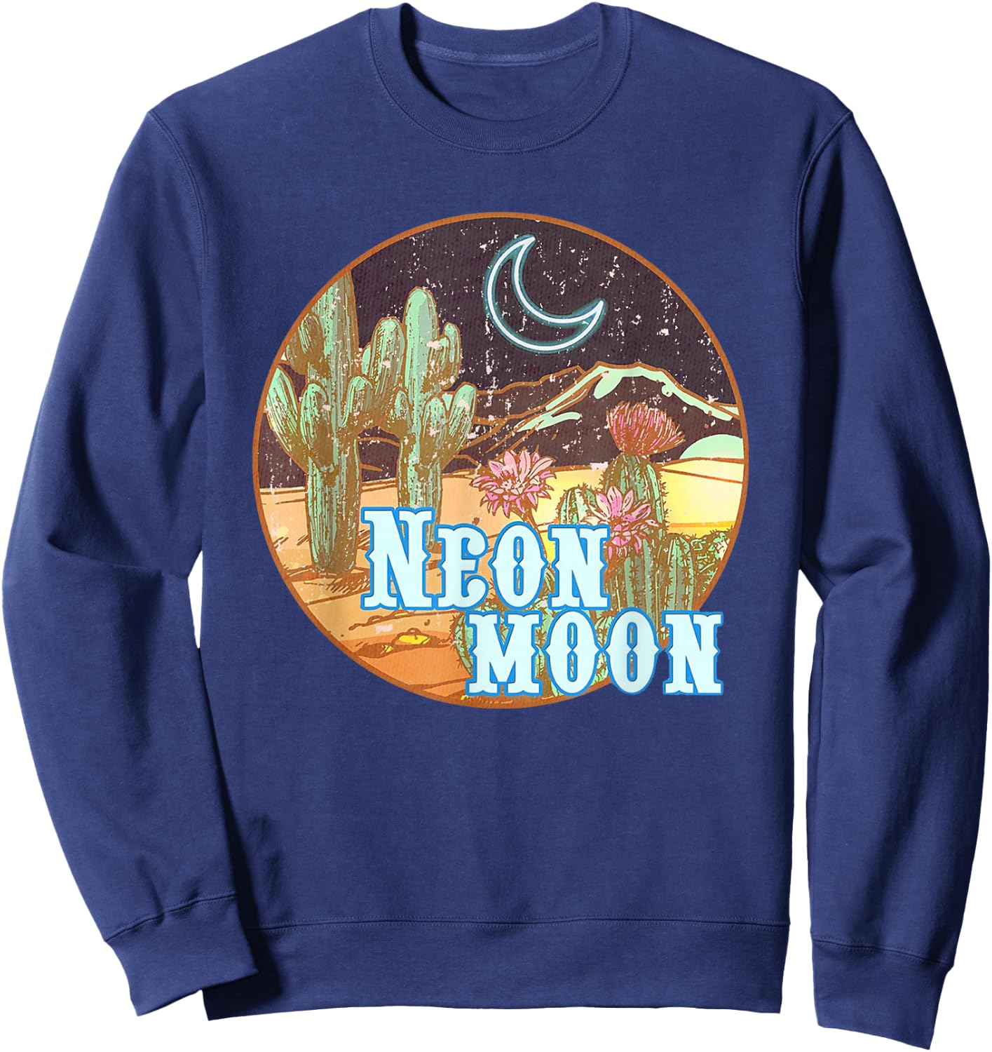 Neon 90s Moon Country Western Cowboy Cowgirl Sweatshirt - Sweatshirt | Navy