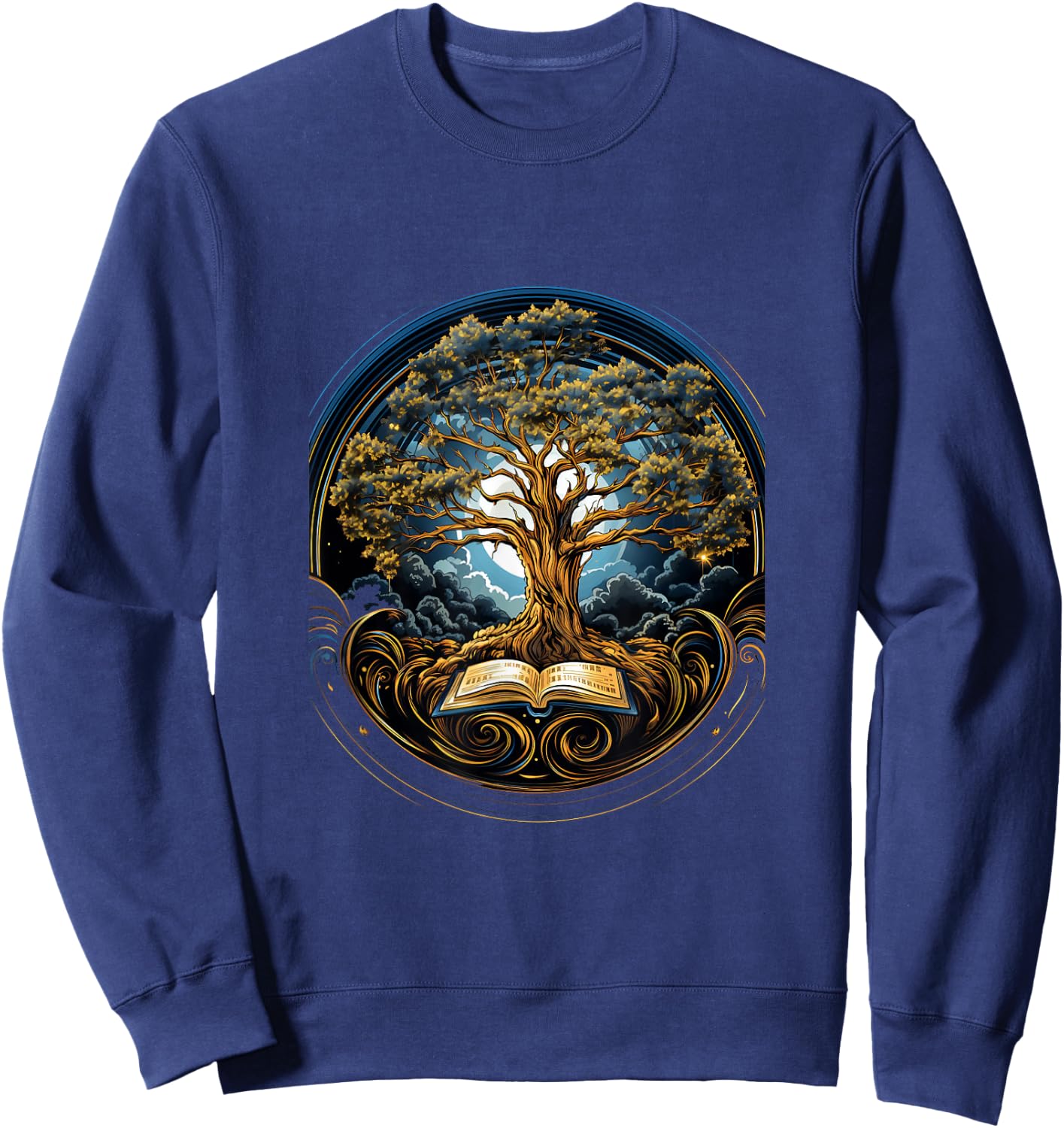 Back to School Tree of Knowledge Book Teacher Student Sweatshirt - Sweatshirt | Navy