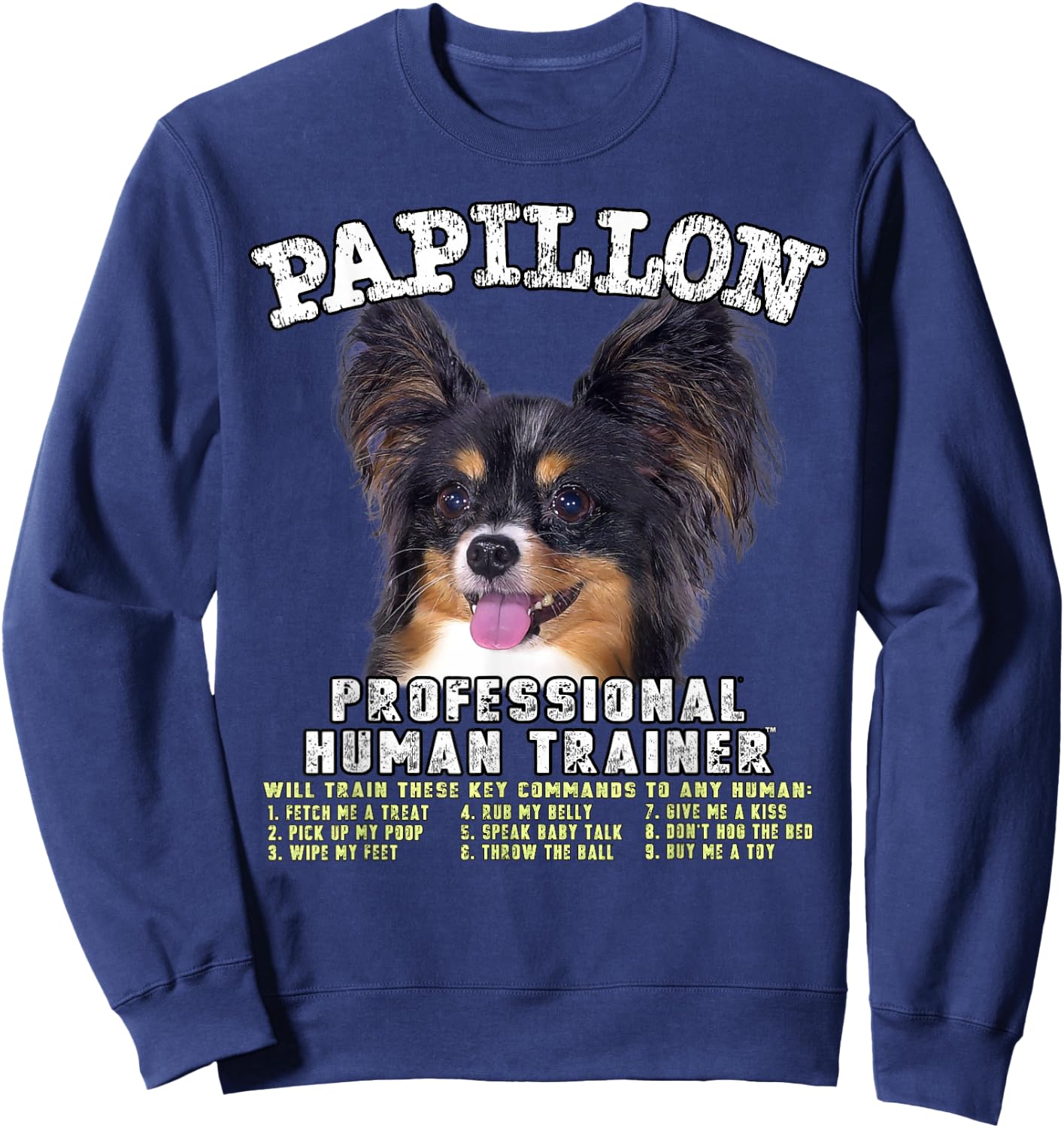 Papillon Dog Professional Human Trainer Sweatshirt - Sweatshirt | Navy