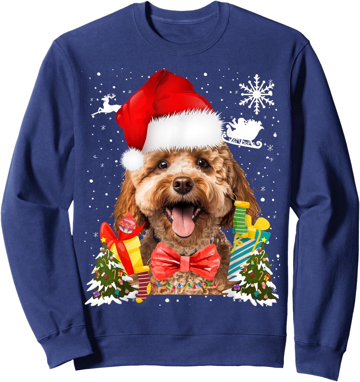 Cavapoo Christmas Outfit Idea For Kids & Christmas Cavapoo Sweatshirt - Sweatshirt | Navy
