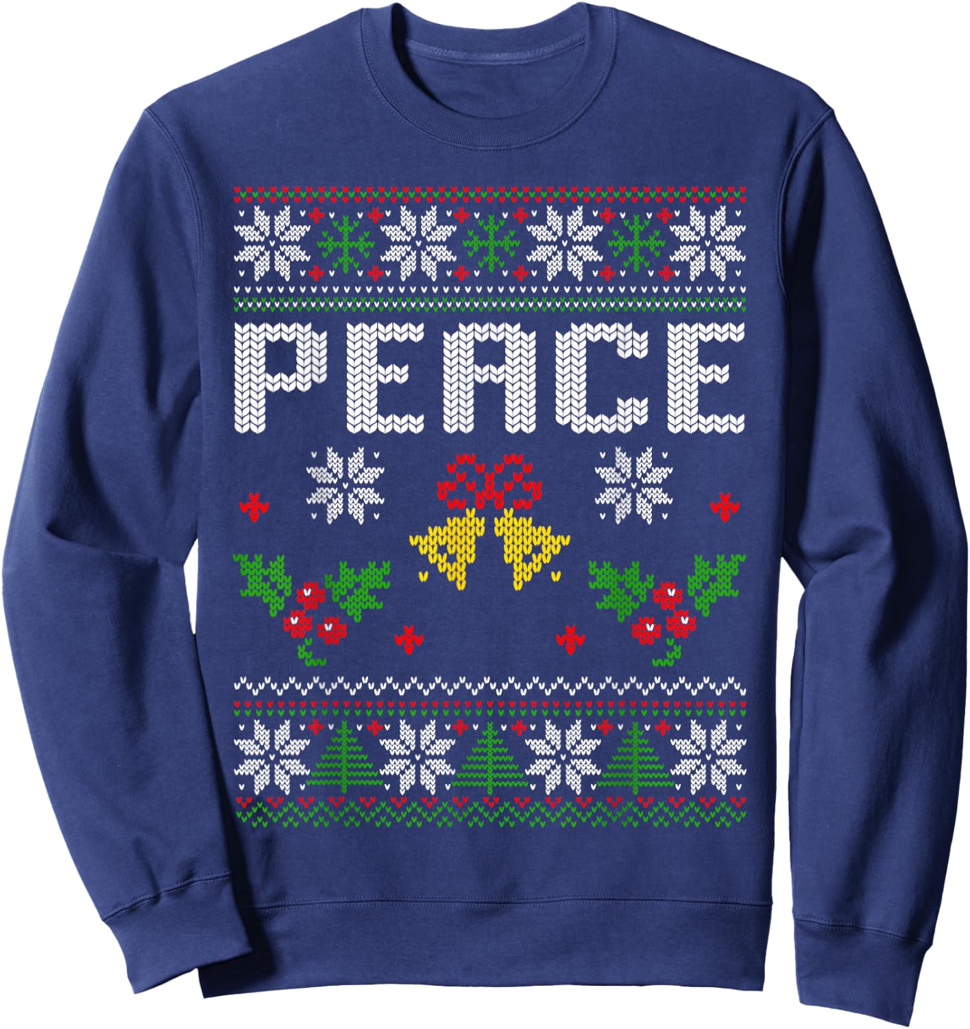 Peace I Come in Peace Couple Matching Ugly Christmas Sweater Sweatshirt - Sweatshirt | Navy