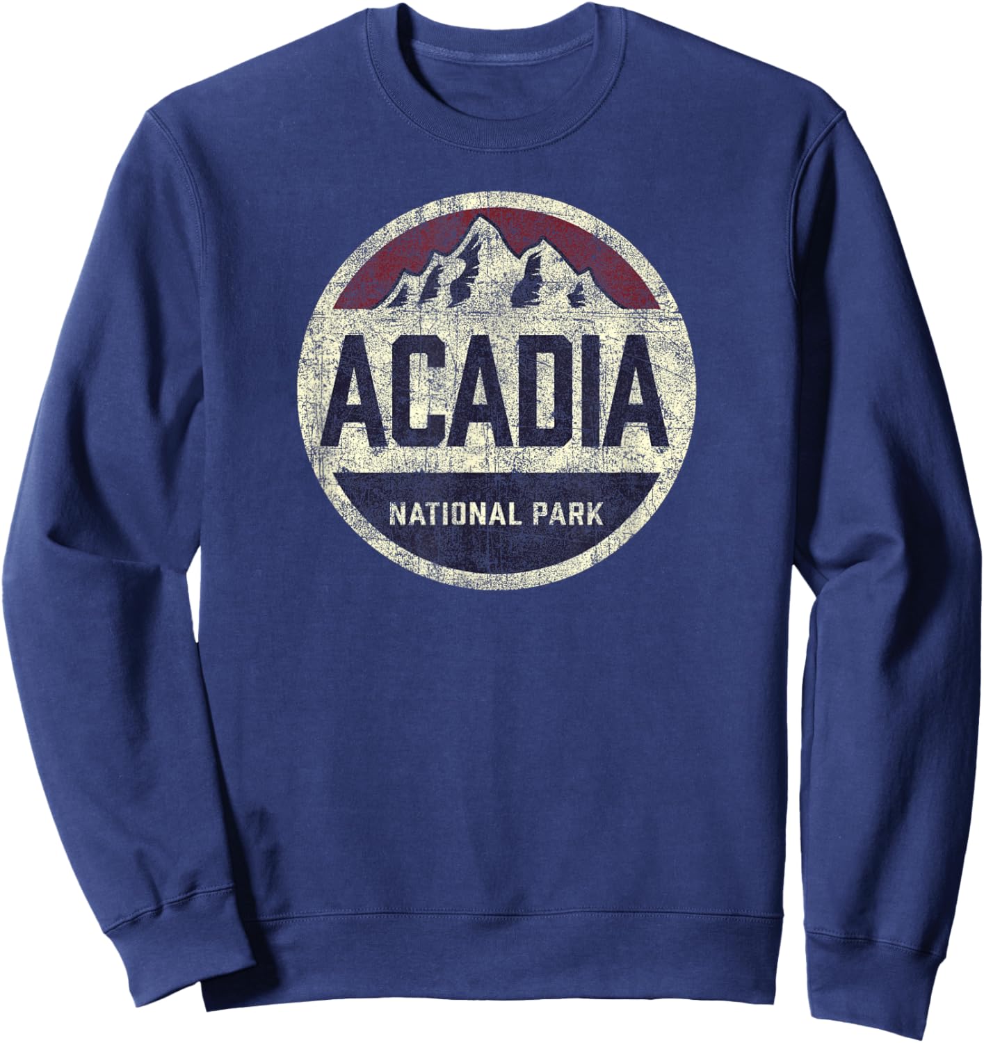 Retro Acadia National Park Vintage Mountain Women Men Hiking Sweatshirt - Sweatshirt | Navy