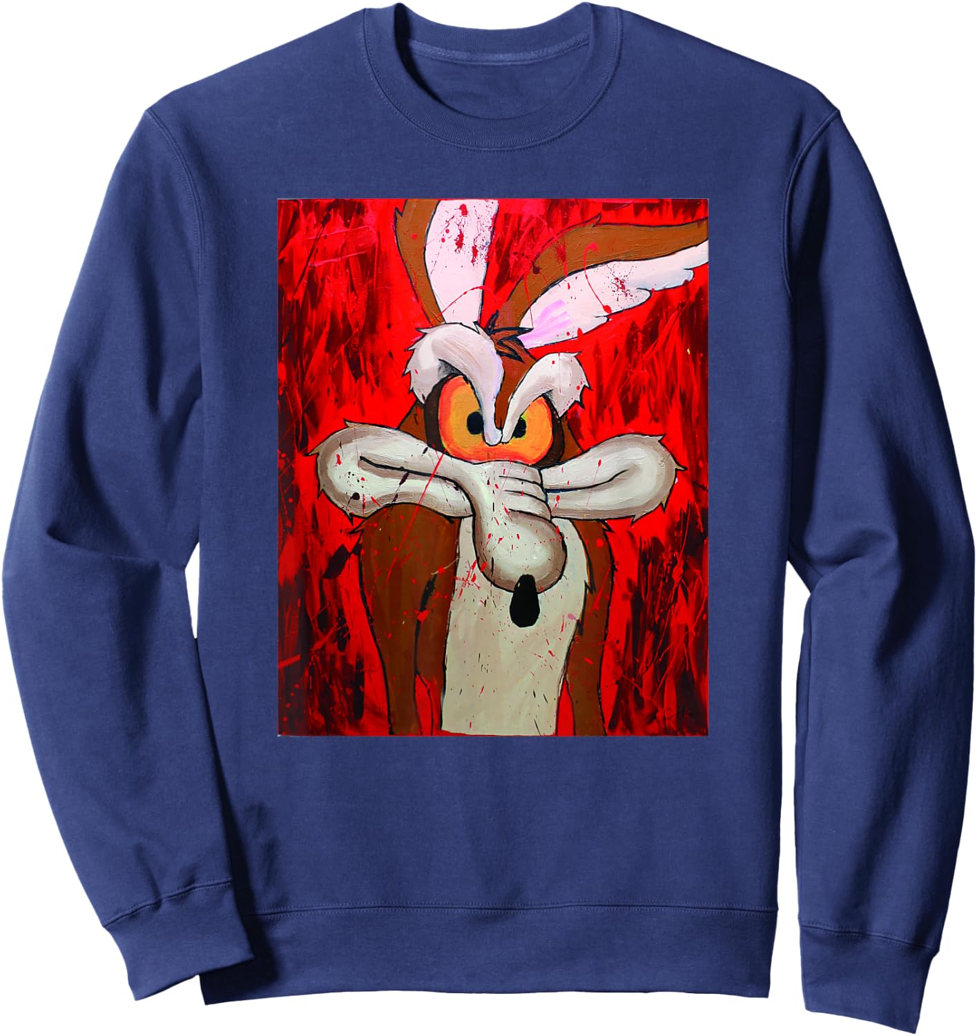 WB100 Looney Tunes Wile E. Coyote Seeing Red Vintage Sketch Sweatshirt - Sweatshirt | Navy