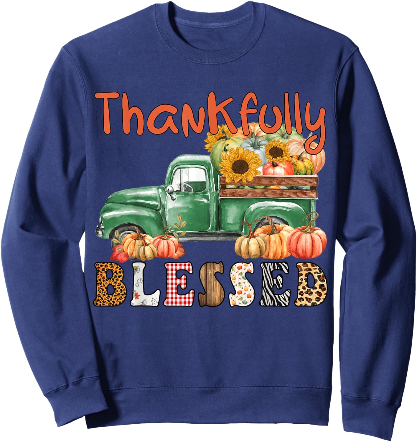 Cute It's Fall Y'all Pumpkin Maple Farm Truck Autumn Fall Sweatshirt - Sweatshirt | Navy