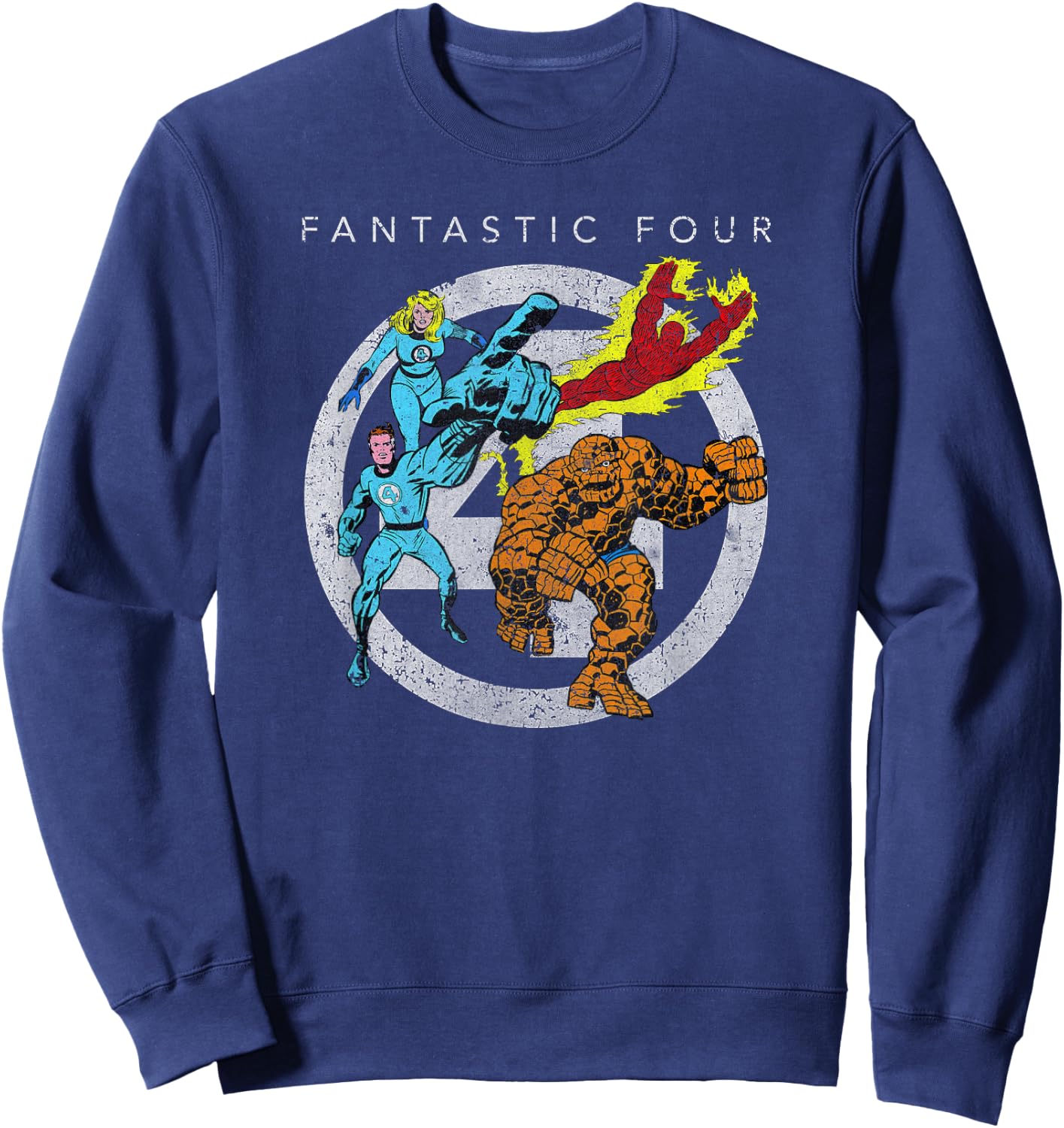 Marvel Fantastic Four Team up Distressed Classic Logo Sweatshirt - Sweatshirt | Navy