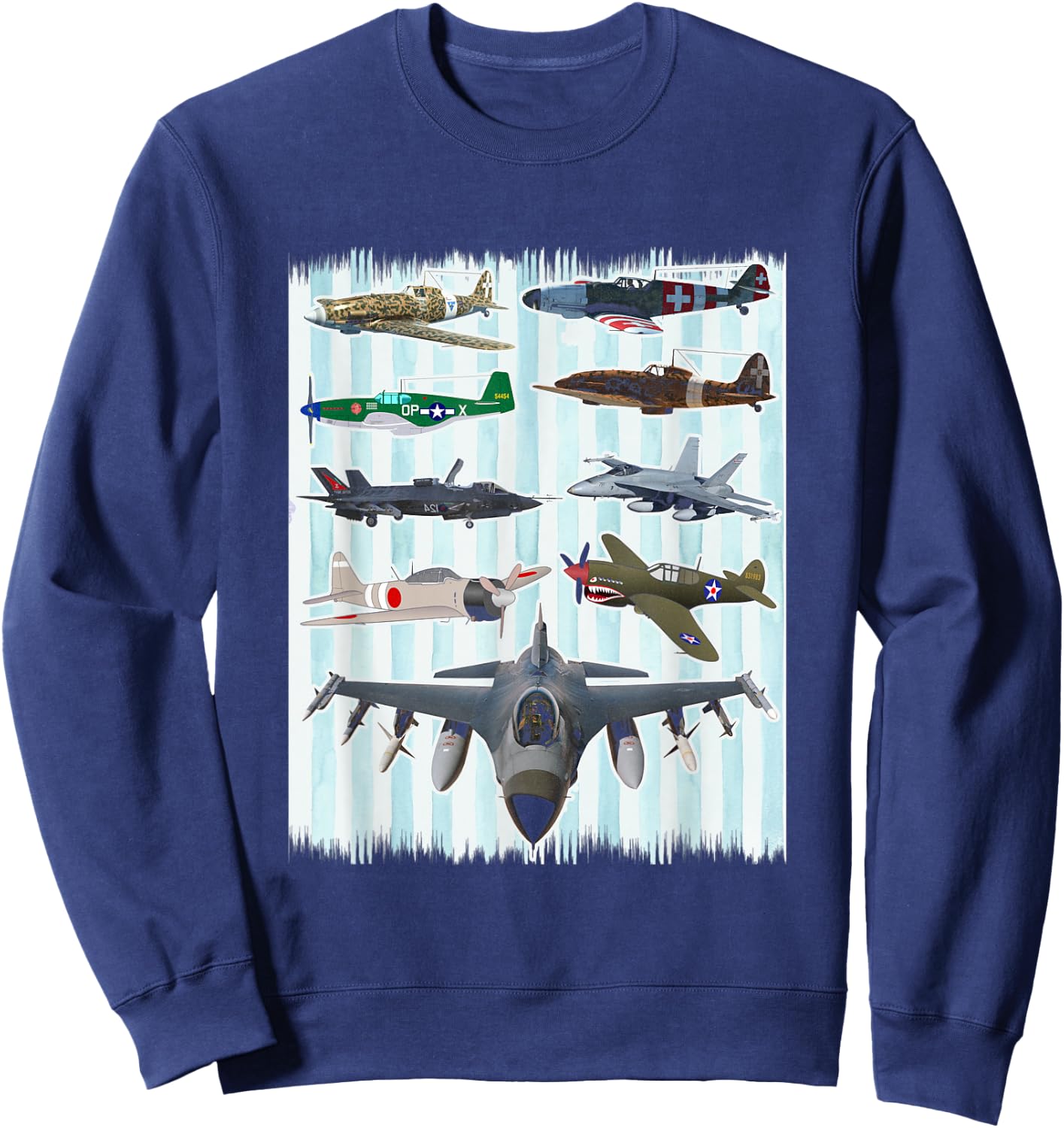 WW2 Planes Warbirds P51 Mustang Spitfire Messerschmitt Sweatshirt - Sweatshirt | Navy