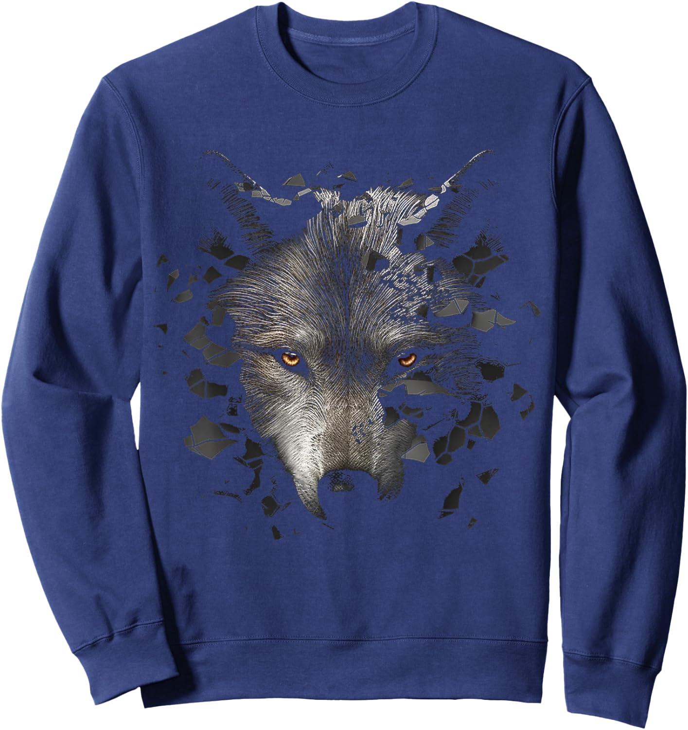 Wolf Lover Fantasy Artwork | Animal Motif Wolf Sweatshirt - Sweatshirt | Navy