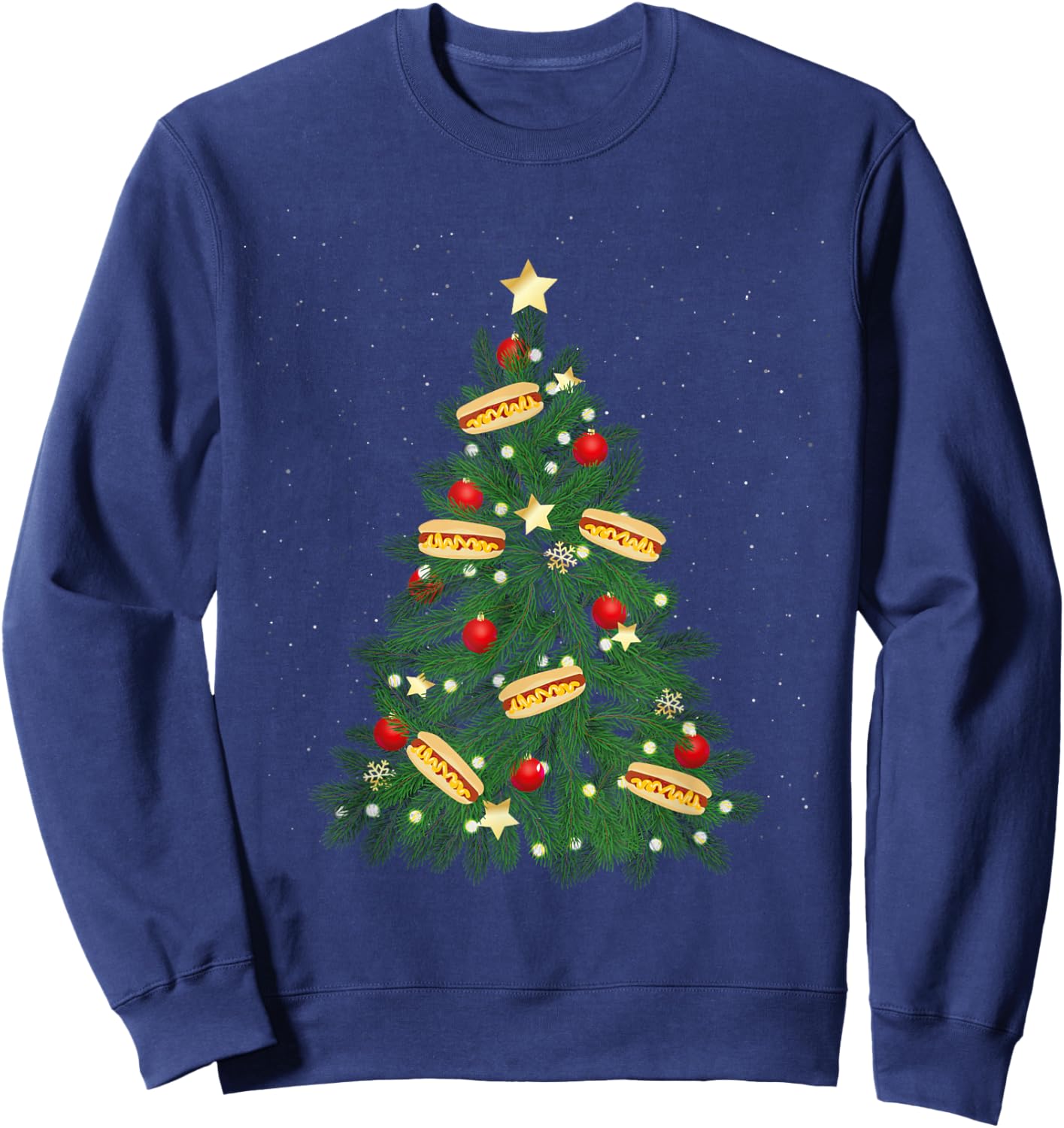 Hot Dog Adult Christmas Tree Sweatshirt - Sweatshirt | Navy