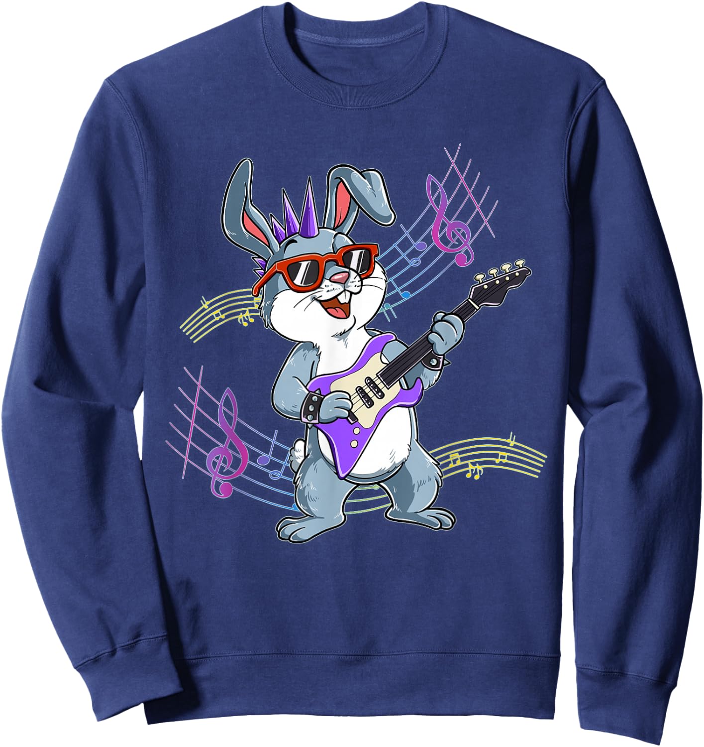 Rabbit Guitar Rockstar Sweatshirt - Sweatshirt | Navy