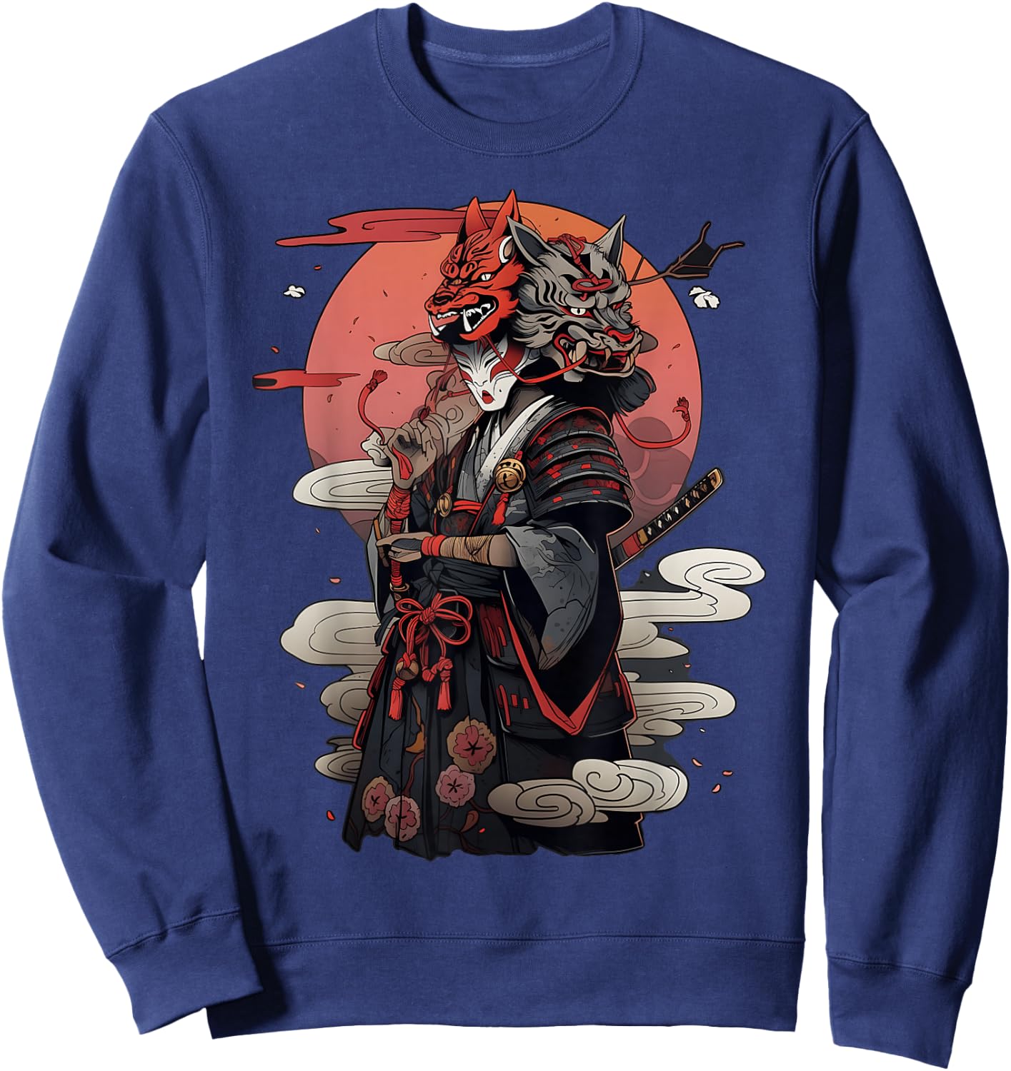 Samurai Strength And Courage Design With Animal Heads Sweatshirt - Sweatshirt | Navy