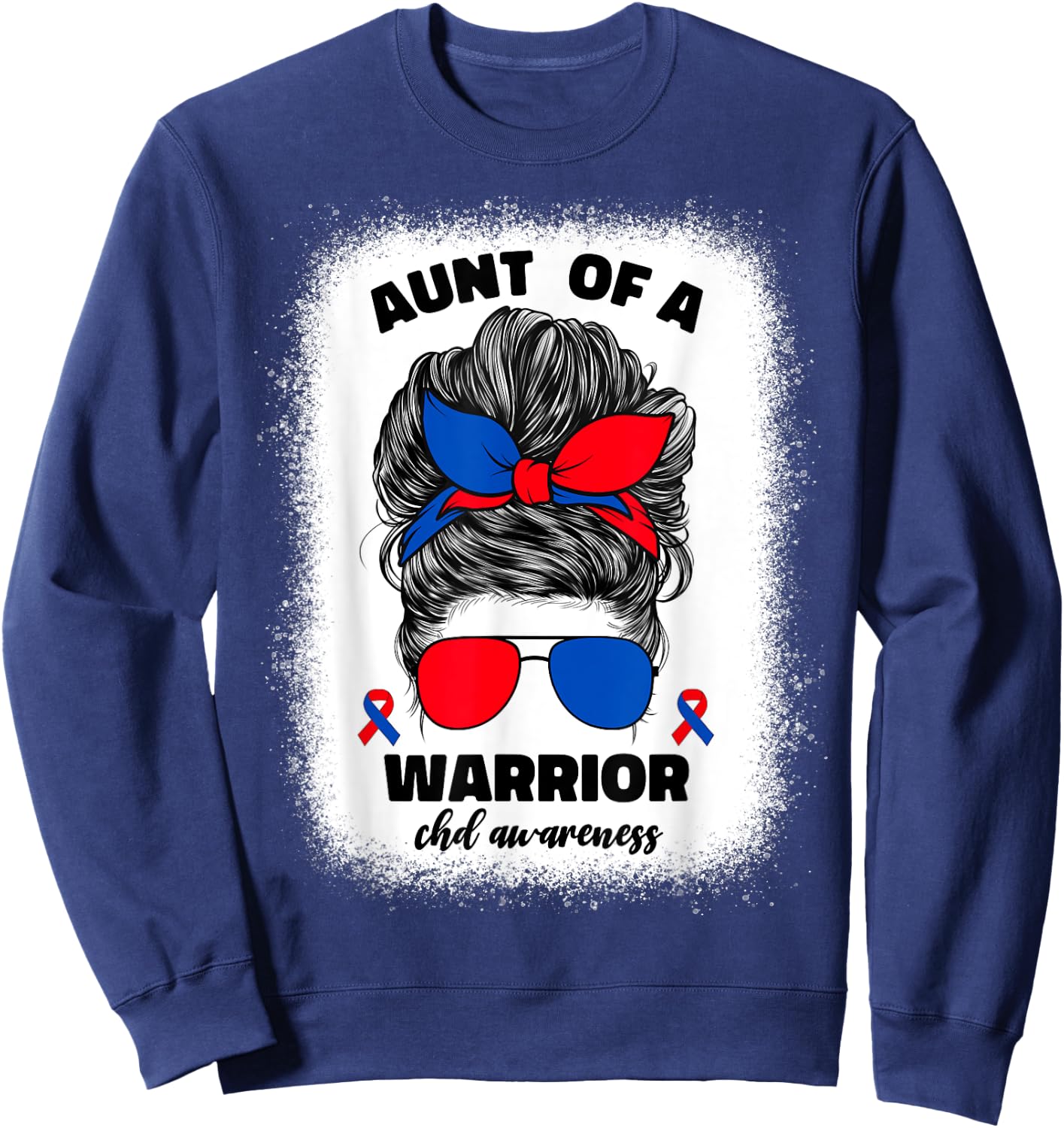 Aunt of a Warrior CHD Congenital Heart Defect Awareness Aunt Sweatshirt - Sweatshirt | Navy