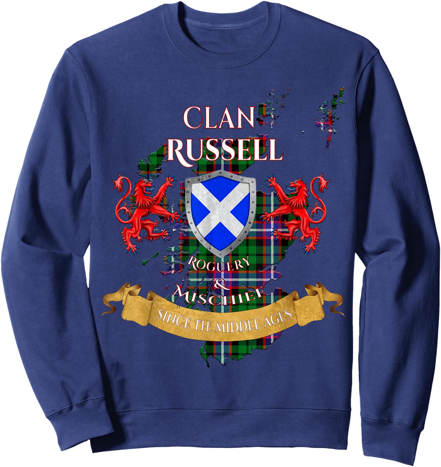 Russell Scottish Family Clan Middle Ages Mischief Sweatshirt - Sweatshirt | Navy
