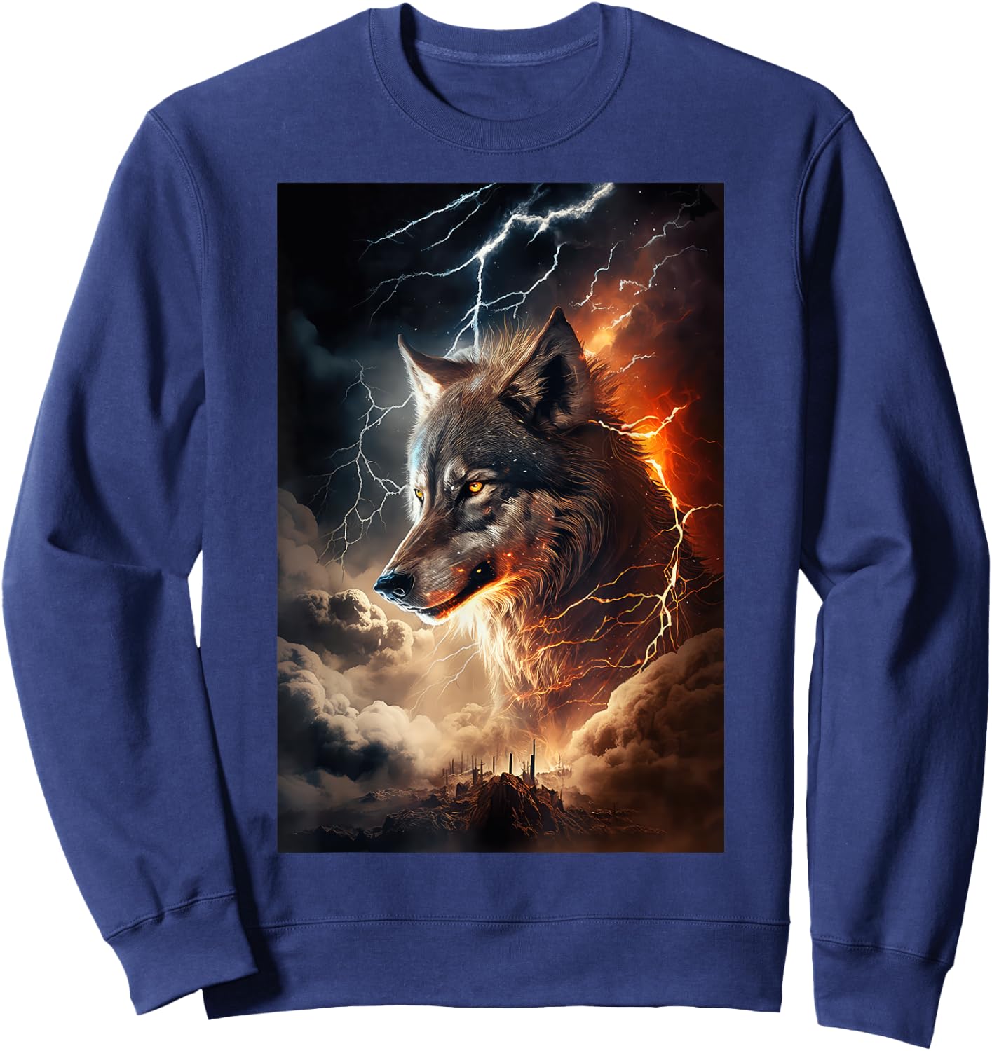 Wolf Lightning Thunder Wolf Lover Sweatshirt - Sweatshirt | Navy