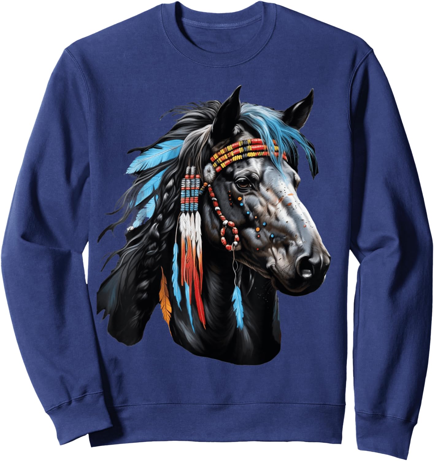 Power Native American Horse - for spirit and body Sweatshirt - Sweatshirt | Navy