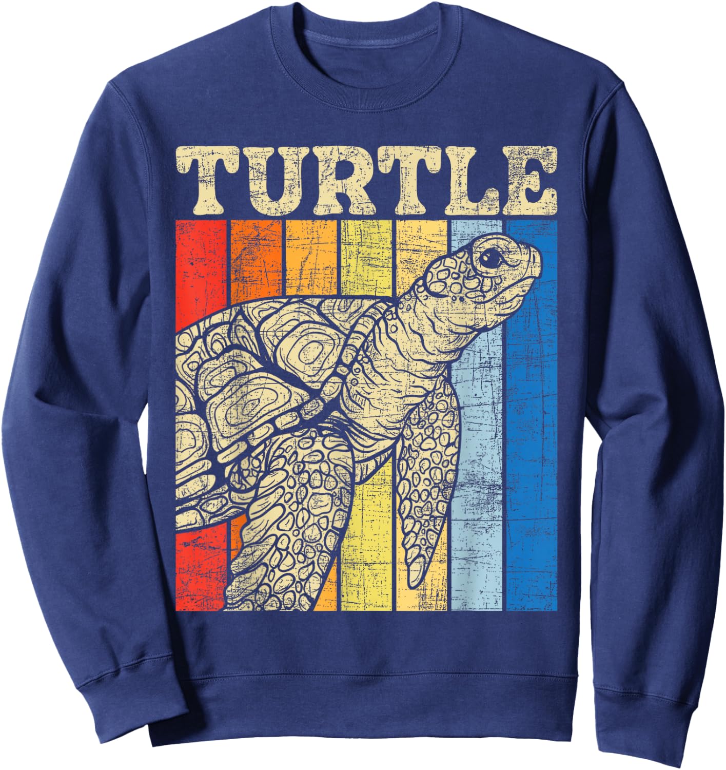 Turtle - Retro Vintage Ocean Sea Animal Wildlife Zookeeper Sweatshirt - Sweatshirt | Navy