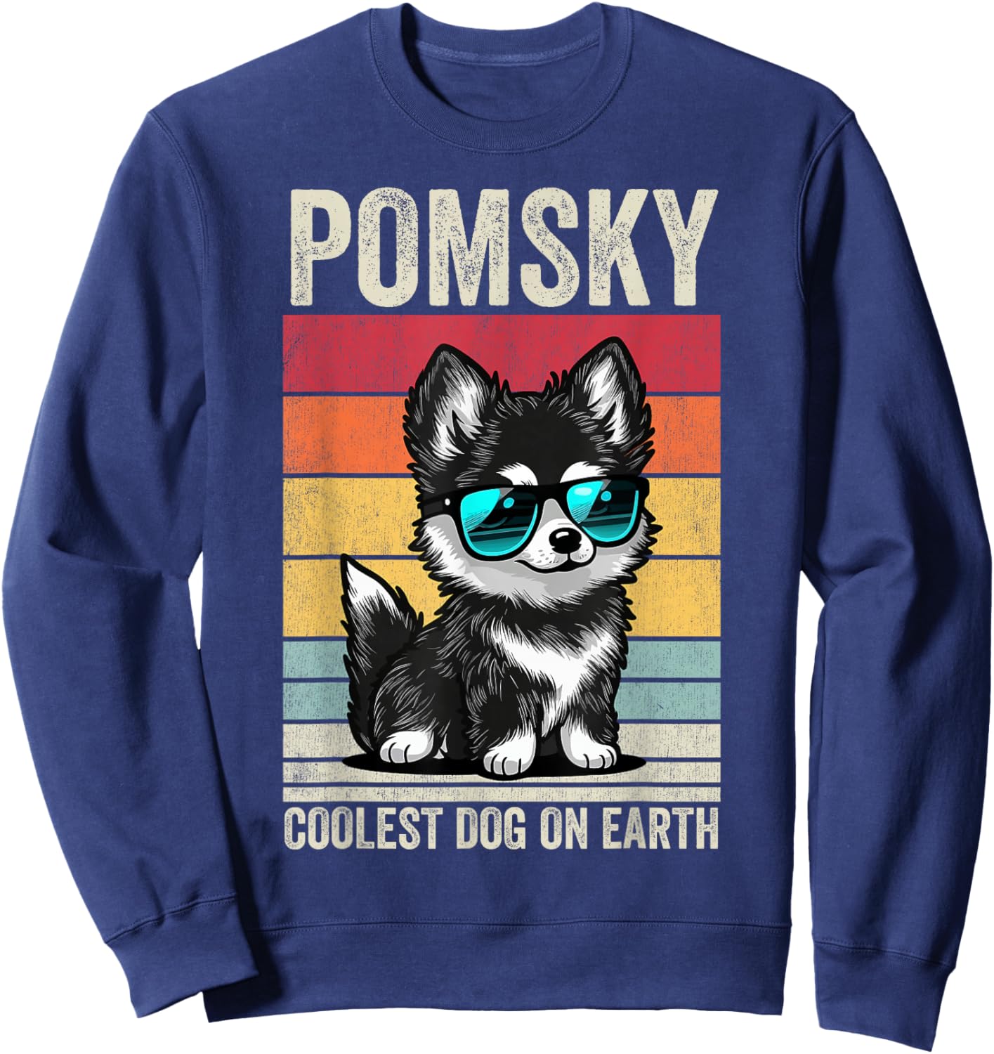 Pomsky Coolest Dog On Earth, Vintage Pomsky Sweatshirt - Sweatshirt | Navy