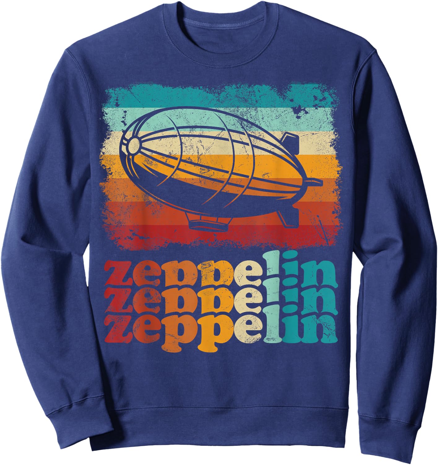 Dirigible Airship Retro Zeppelin 70s 80s Zepelin Zepplin Sweatshirt - Sweatshirt | Navy